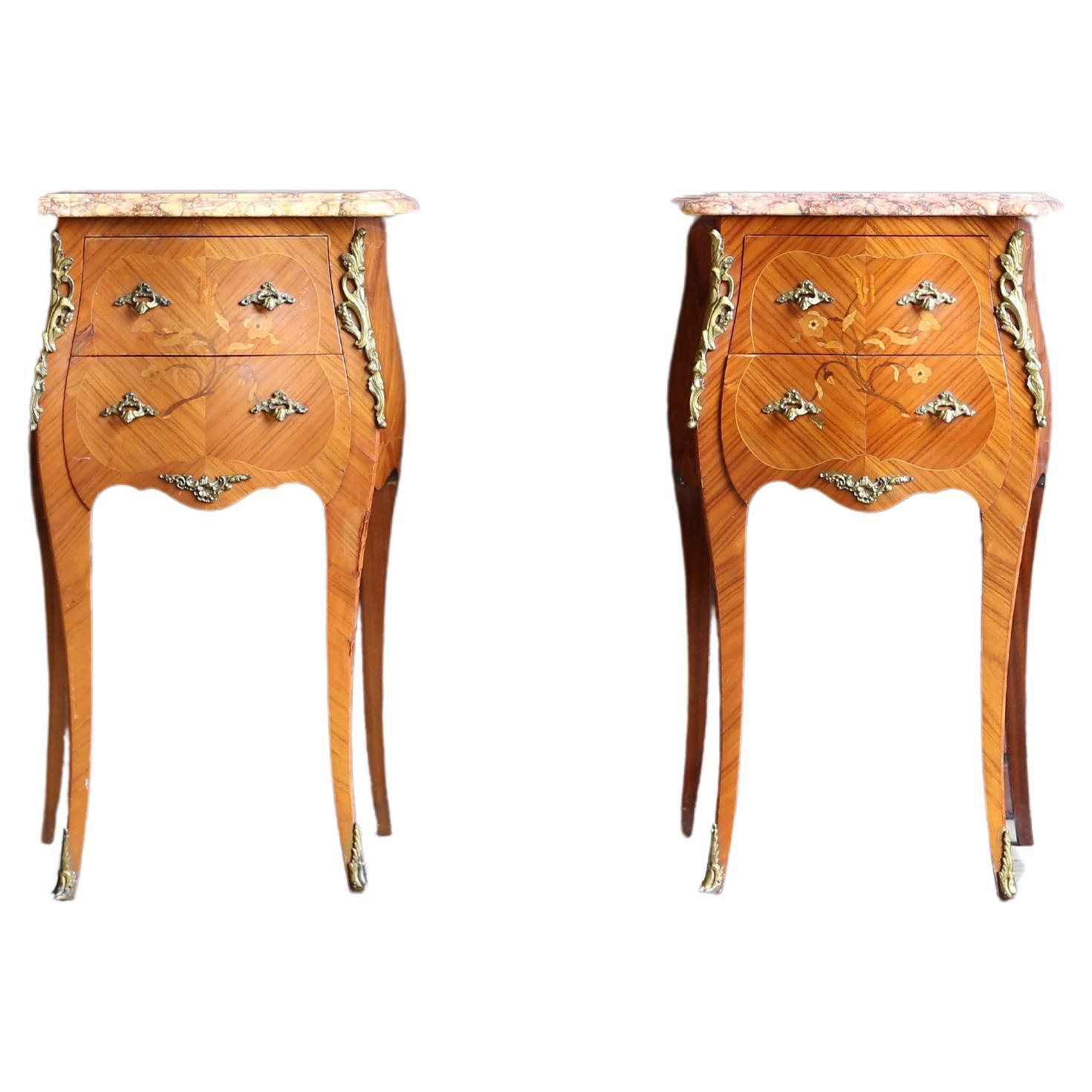 Louis XV Marble Top Nightstands For Sale