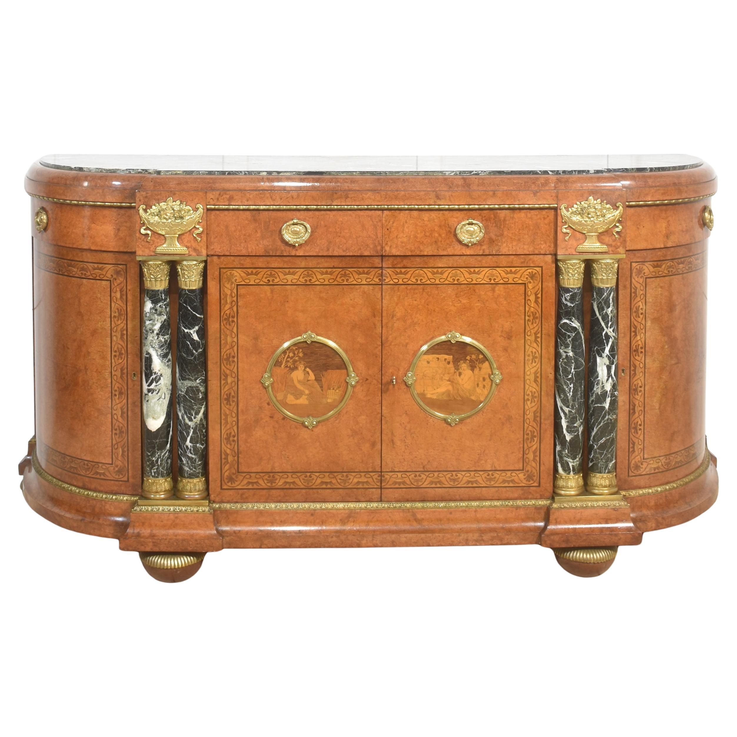 Style of Louis XV marble topped buffet sideboard