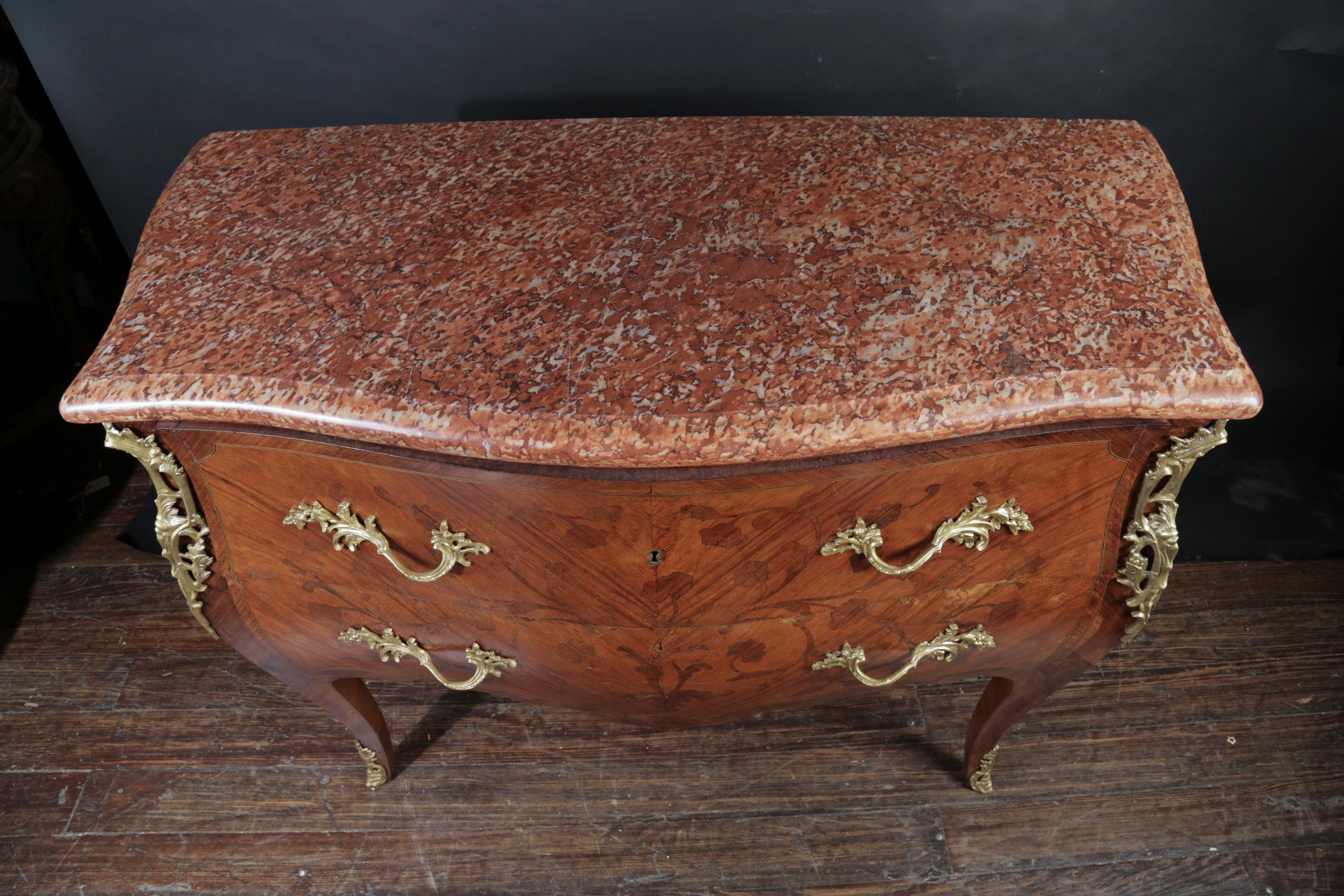 Louis XV Marquetry Bombe Commode / Chest of Drawers, French, 19th Century For Sale 2