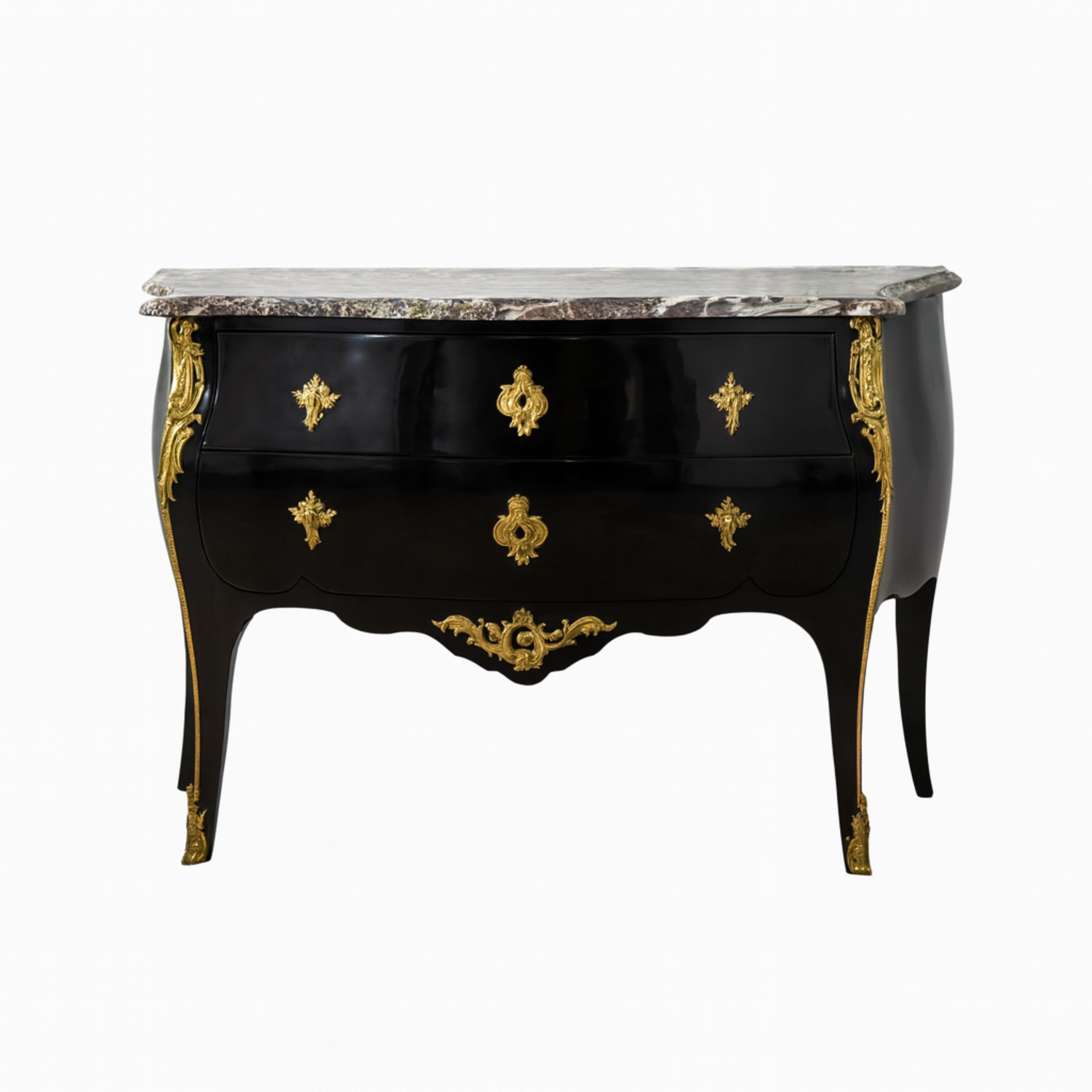 Francese Credenza Commode nera in stile Luigi XV A. Mathieu Criaerd, XIX secolo in vendita