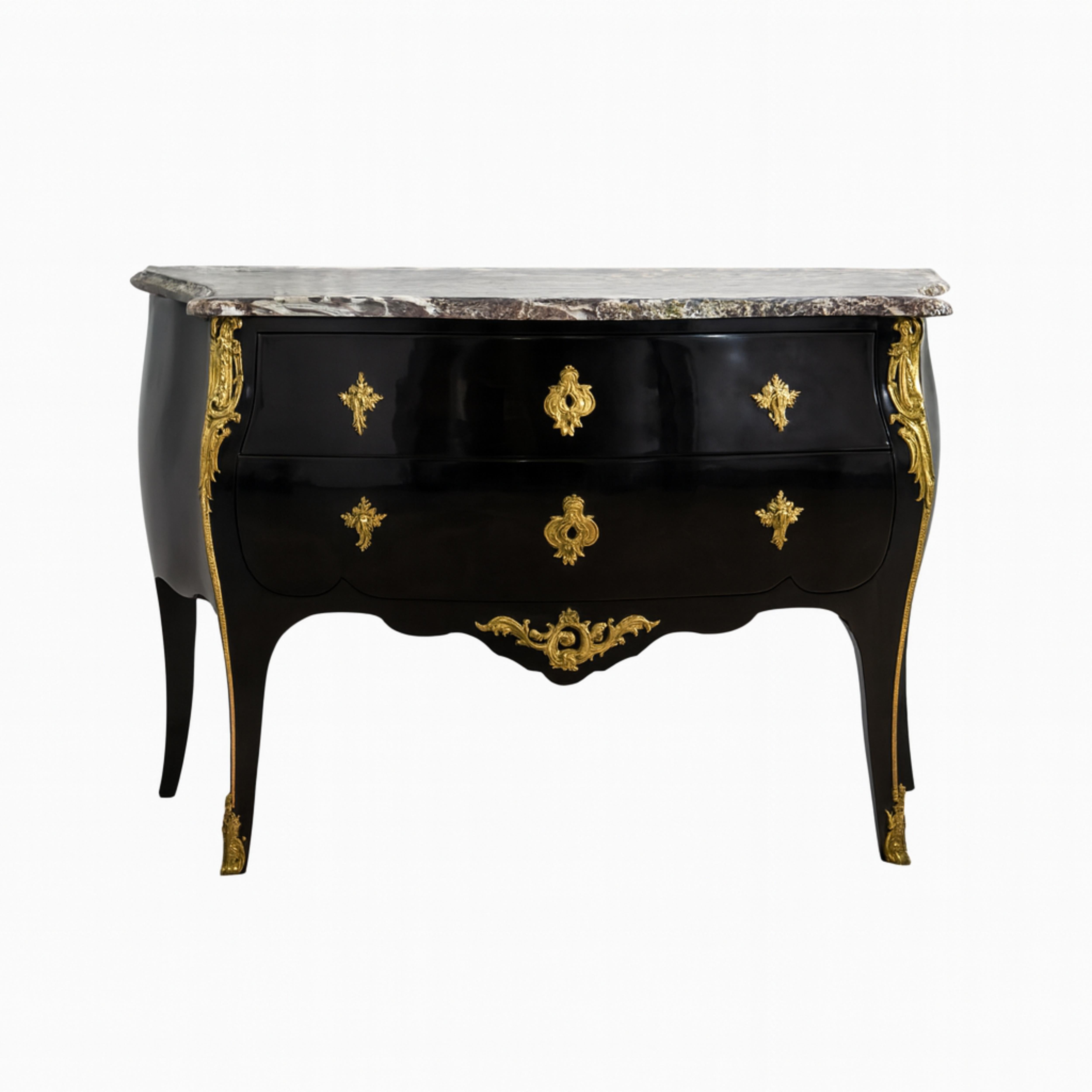 Credenza Commode nera in stile Luigi XV A. Mathieu Criaerd, XIX secolo In condizioni discrete in vendita a Lisbon, PT