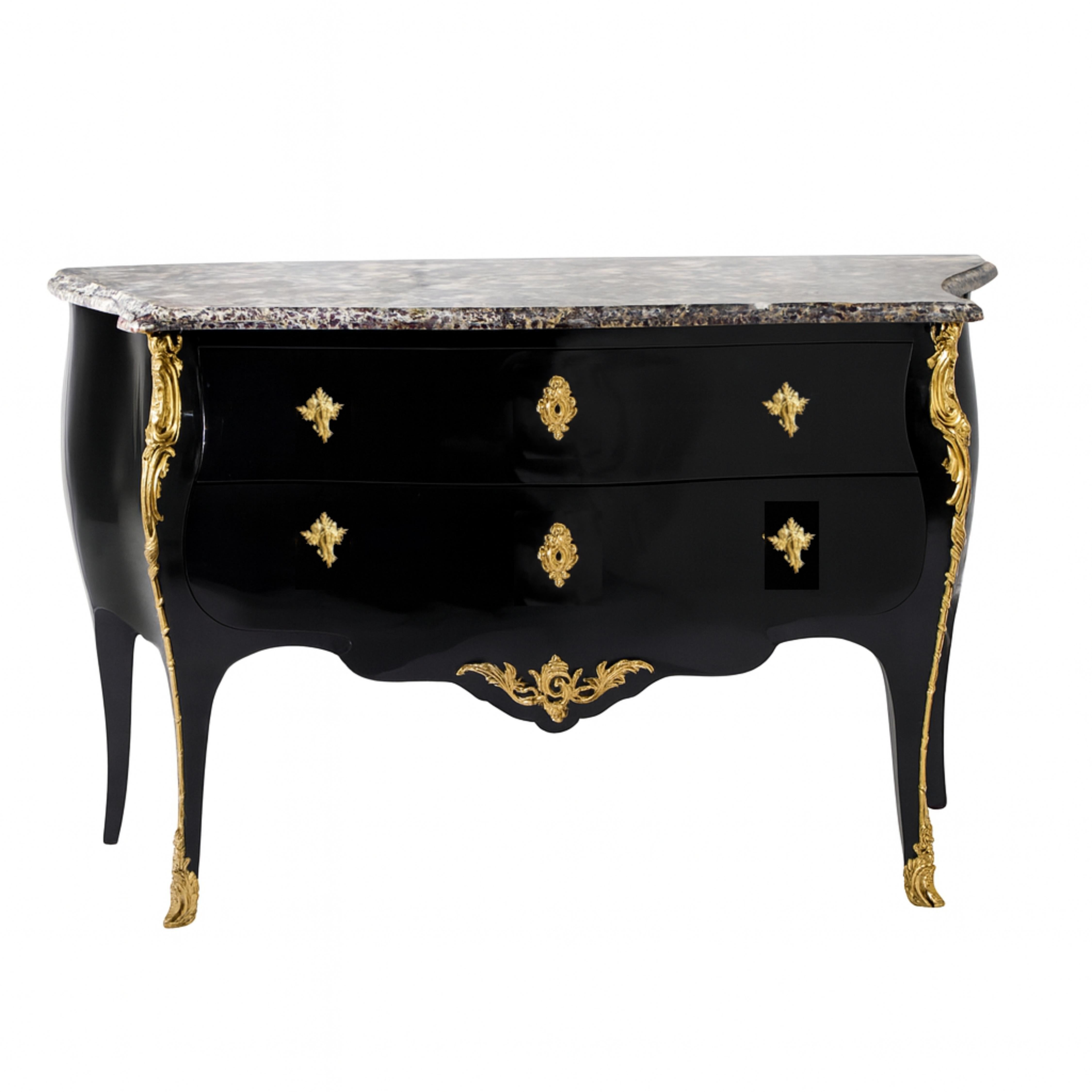 Ottone Credenza Commode nera in stile Luigi XV A. Mathieu Criaerd, XIX secolo in vendita