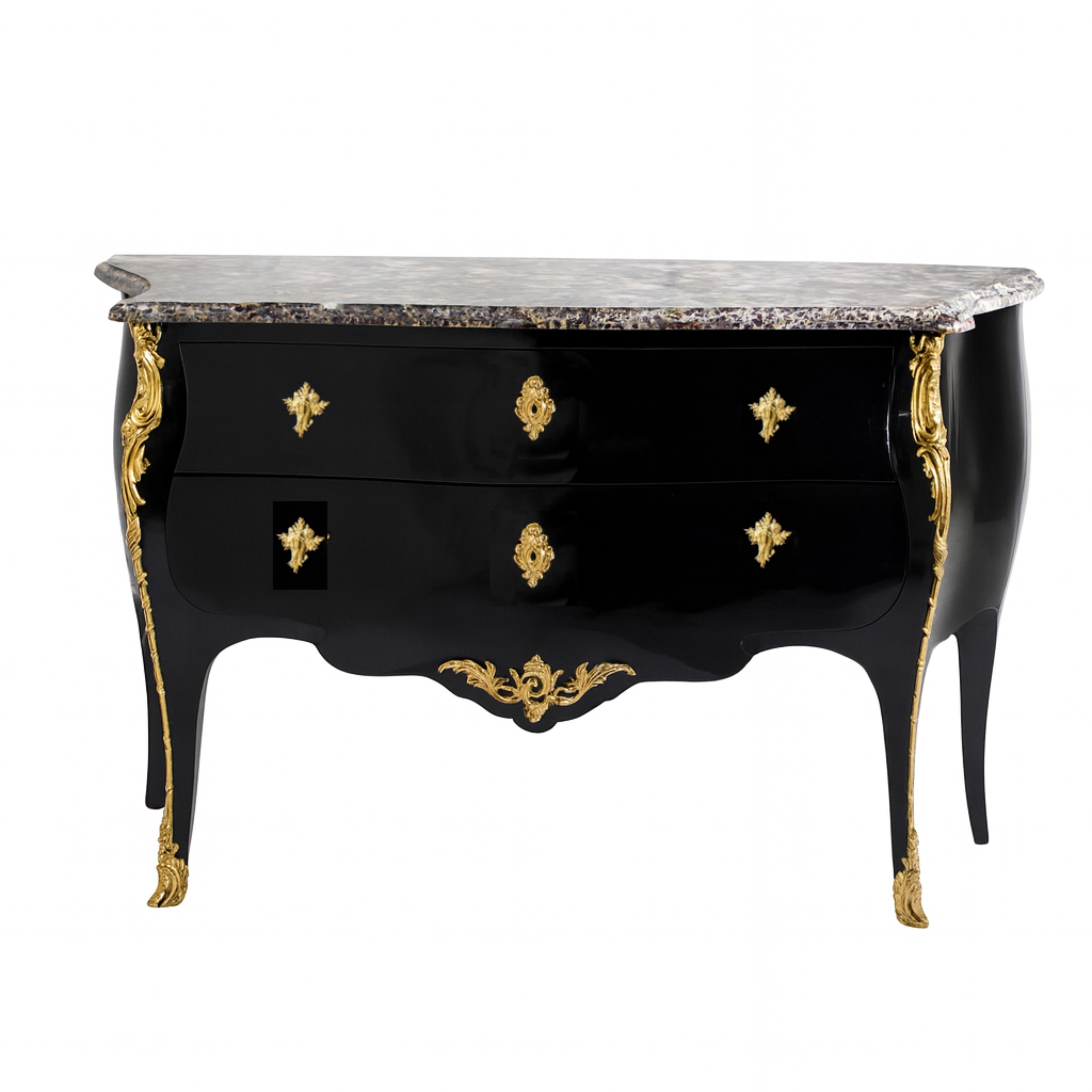Credenza Commode nera in stile Luigi XV A. Mathieu Criaerd, XIX secolo in vendita 1