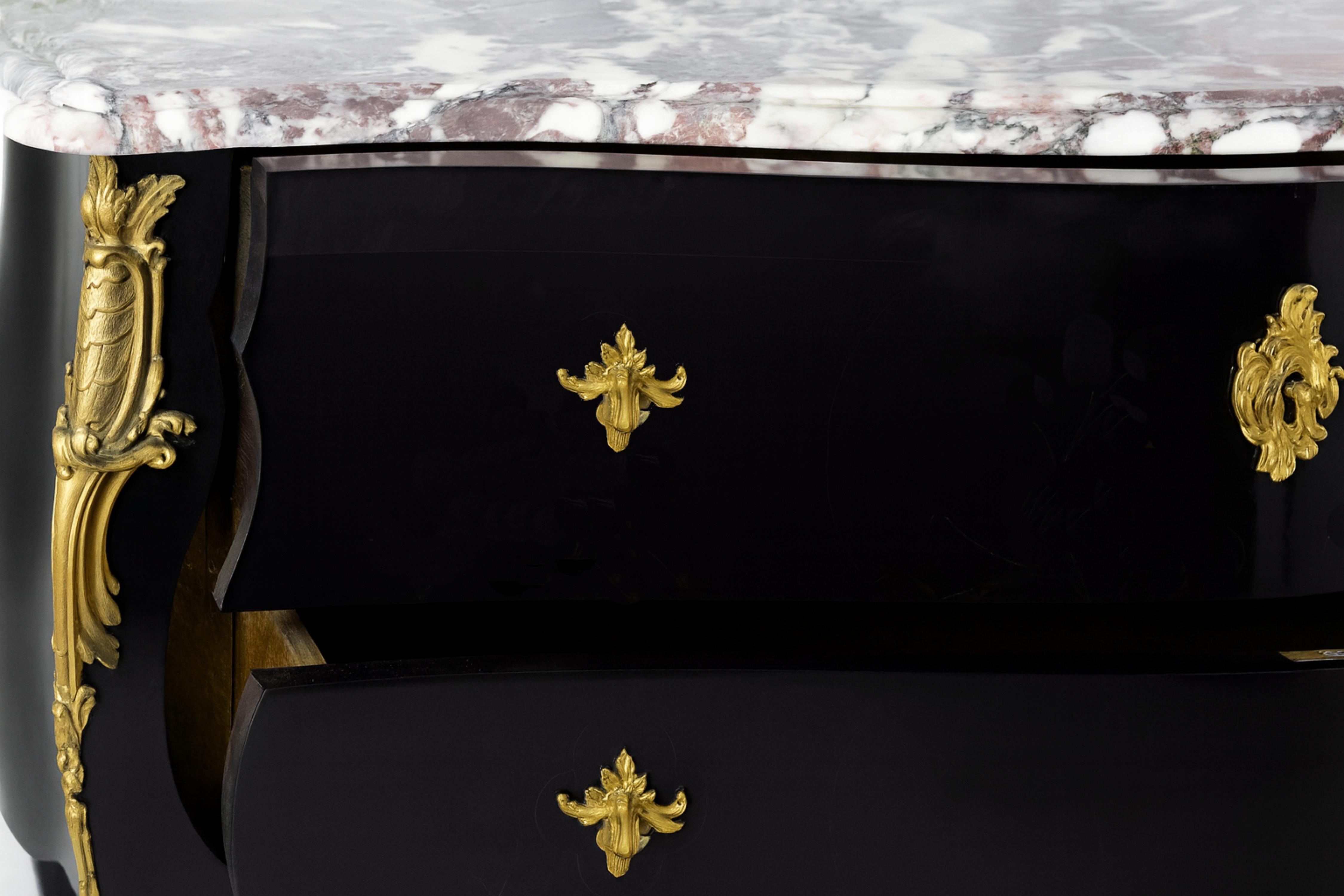 Credenza Commode nera in stile Luigi XV A. Mathieu Criaerd, XIX secolo in vendita 2