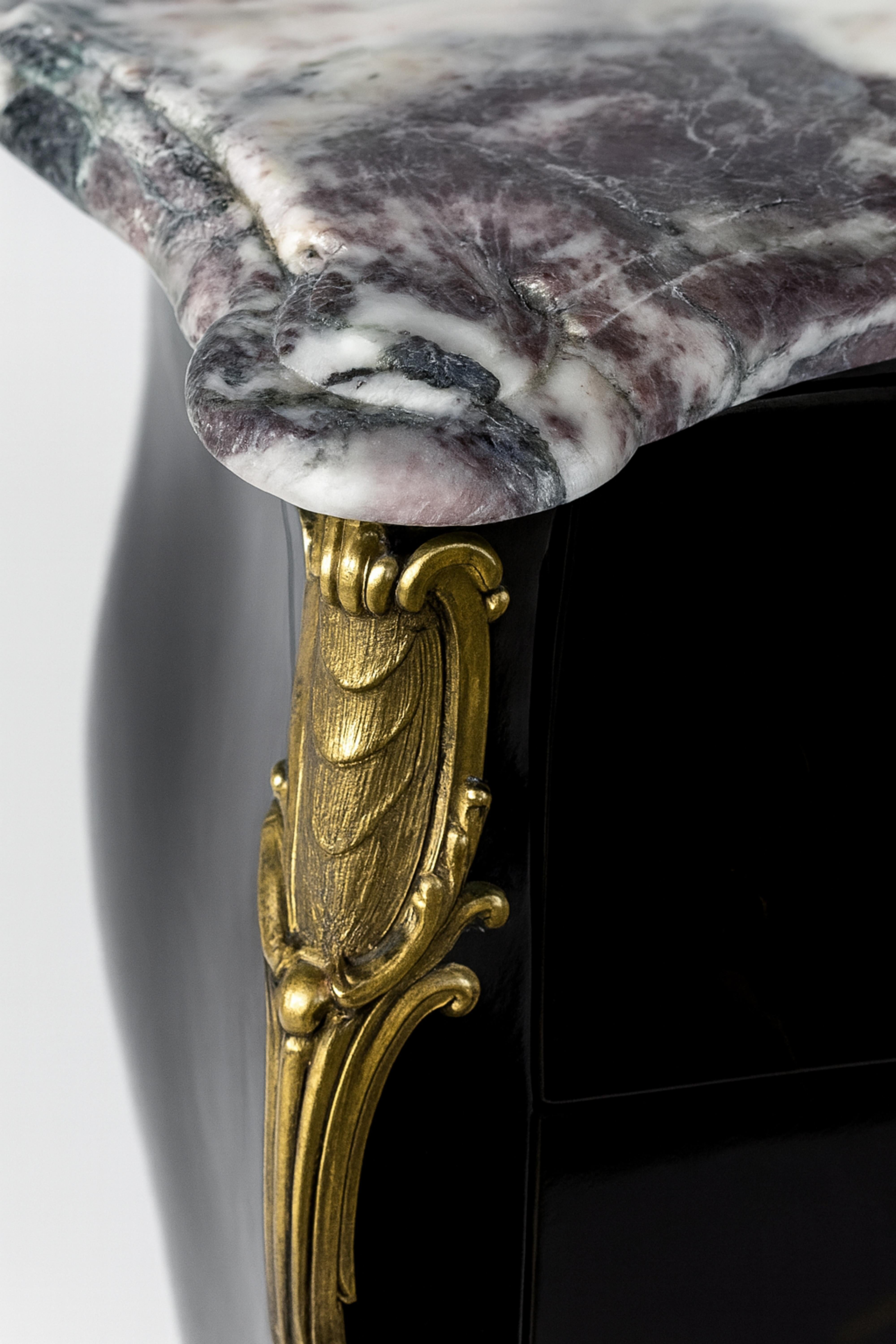 Credenza Commode nera in stile Luigi XV A. Mathieu Criaerd, XIX secolo in vendita 4