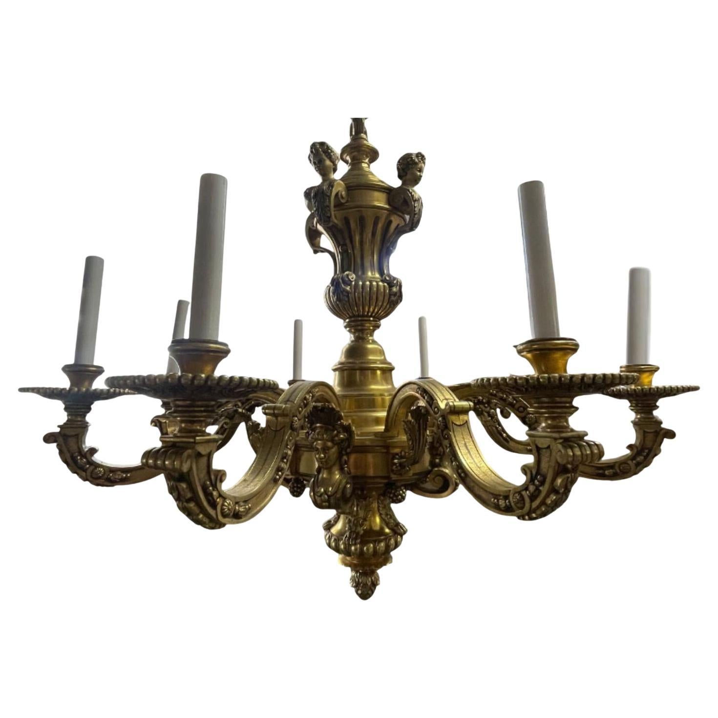 Lampadario Luigi XV "Mazarin" in bronzo massiccio, fine XIX secolo, Francia