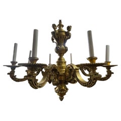 Antique Louis XV "Mazarin" Solid Bronze Chandelier, Late 19th Century, France