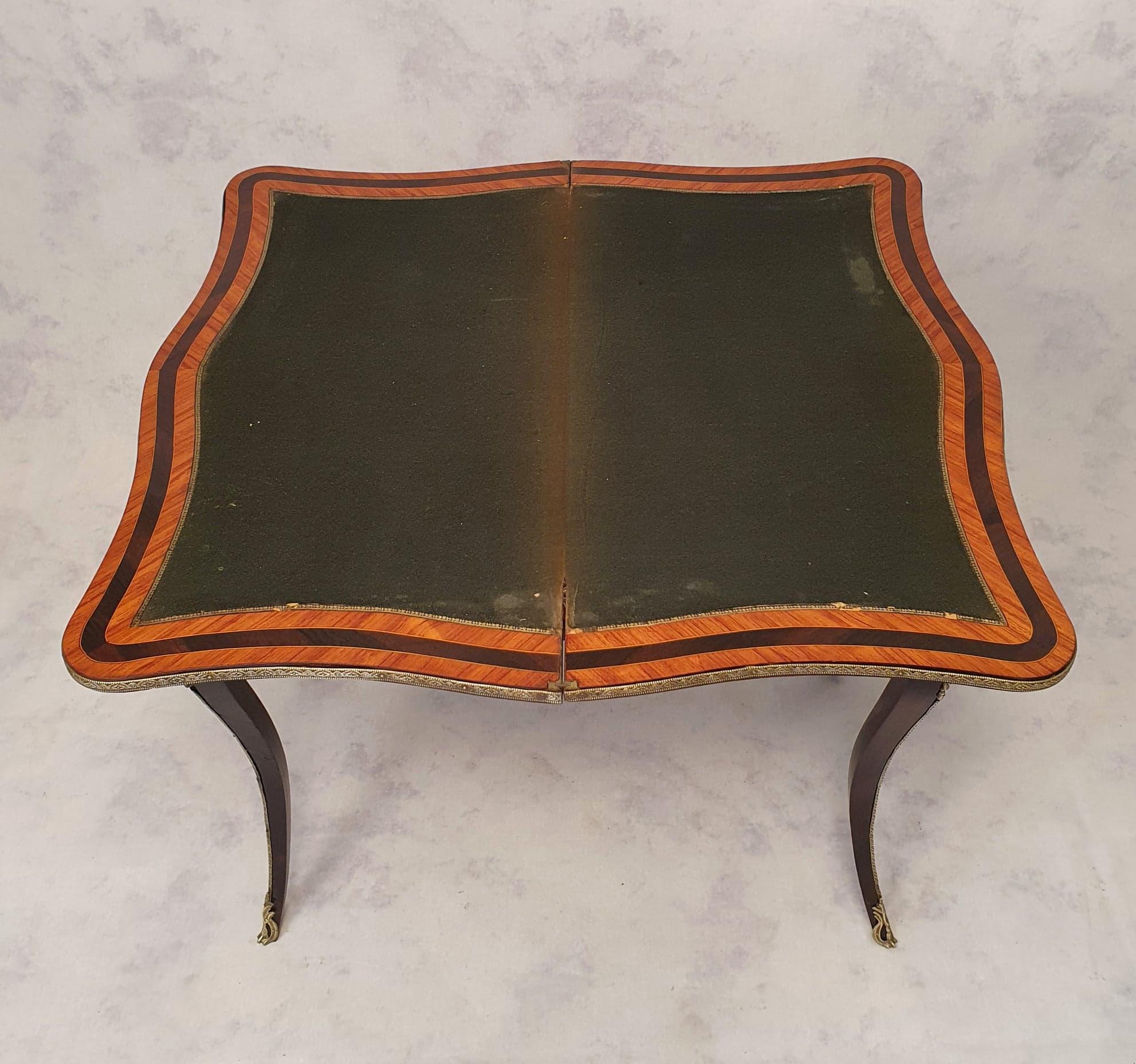 Louis XV Napoleon III Game Table, Marquetry, Rosewood & Rosewood, 19th C For Sale 5