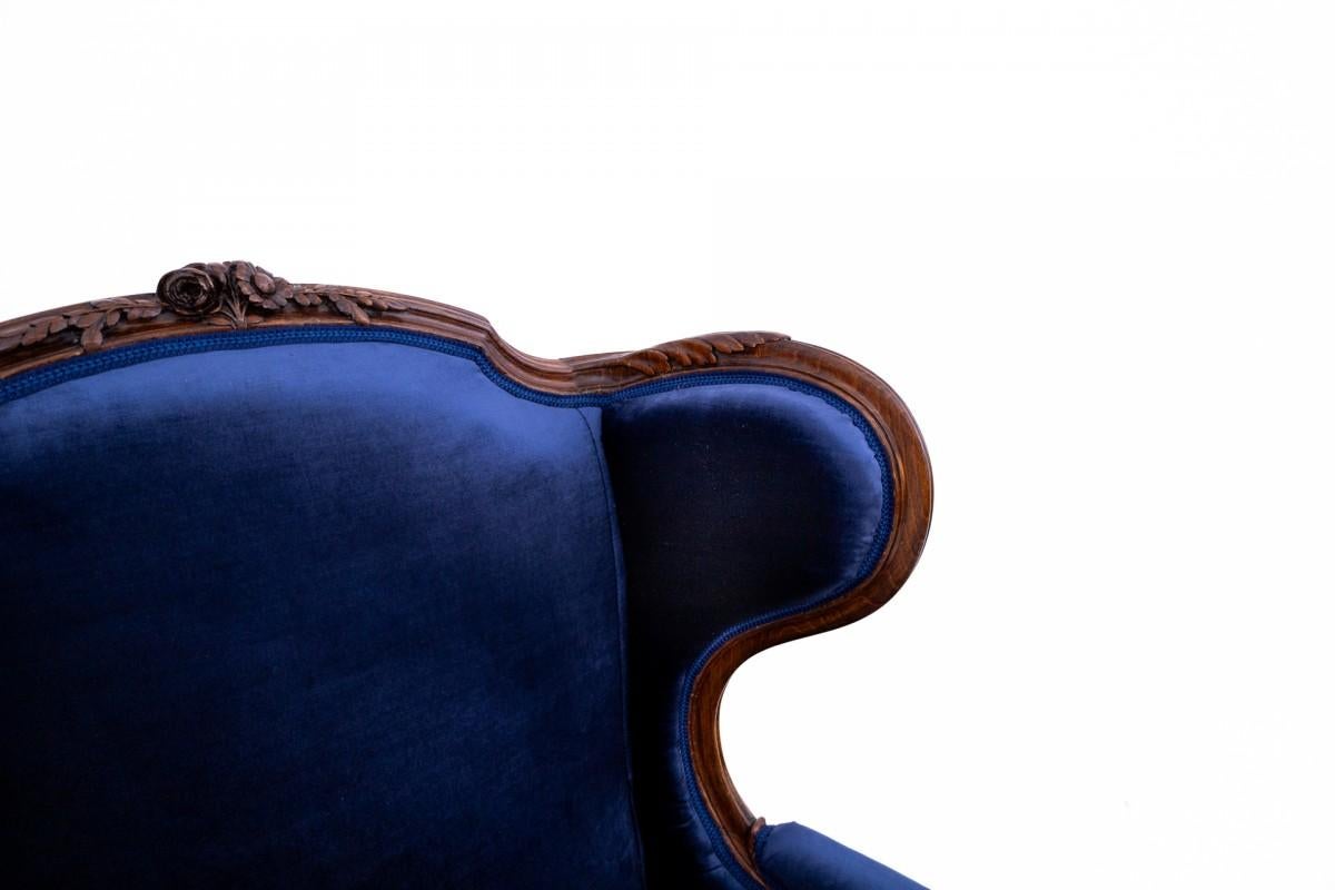 Louis XV Navy Blue Armchair, France, circa 1910. Restored. For Sale 1