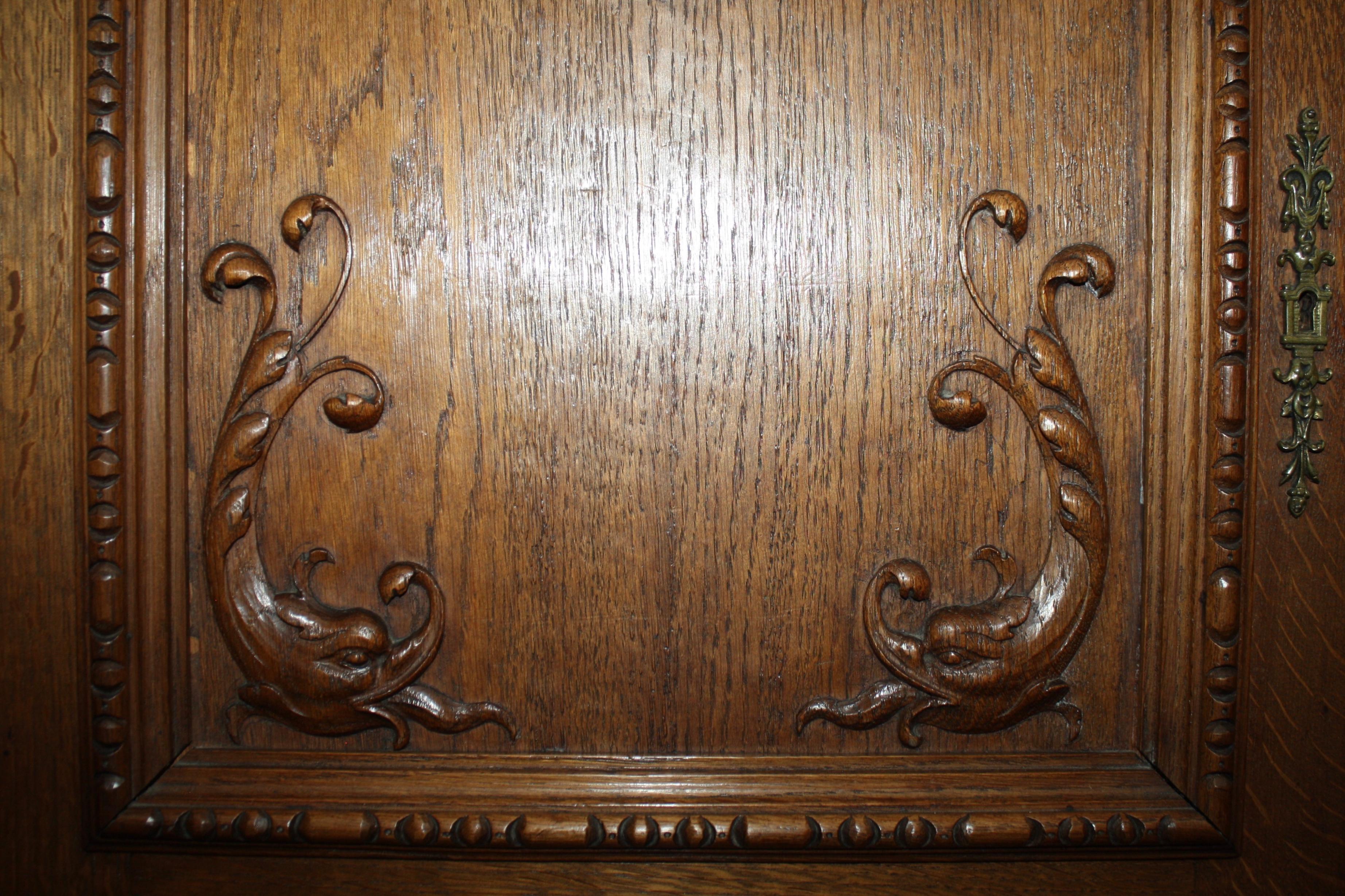 Louis XV Neo Rustique Oak Buffet Cabinet, circa 1900 3