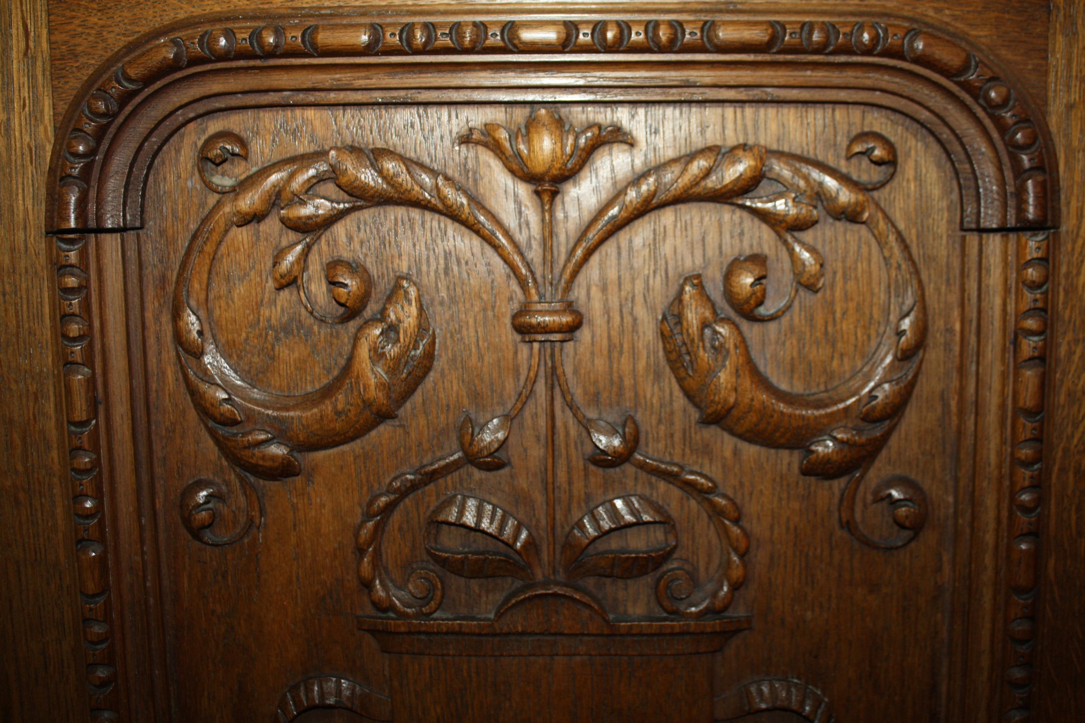 Louis XV Neo Rustique Oak Buffet Cabinet, circa 1900 2