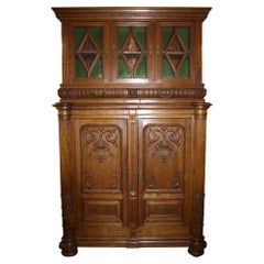 Louis XV Neo Rustique Oak Buffet Cabinet, circa 1900