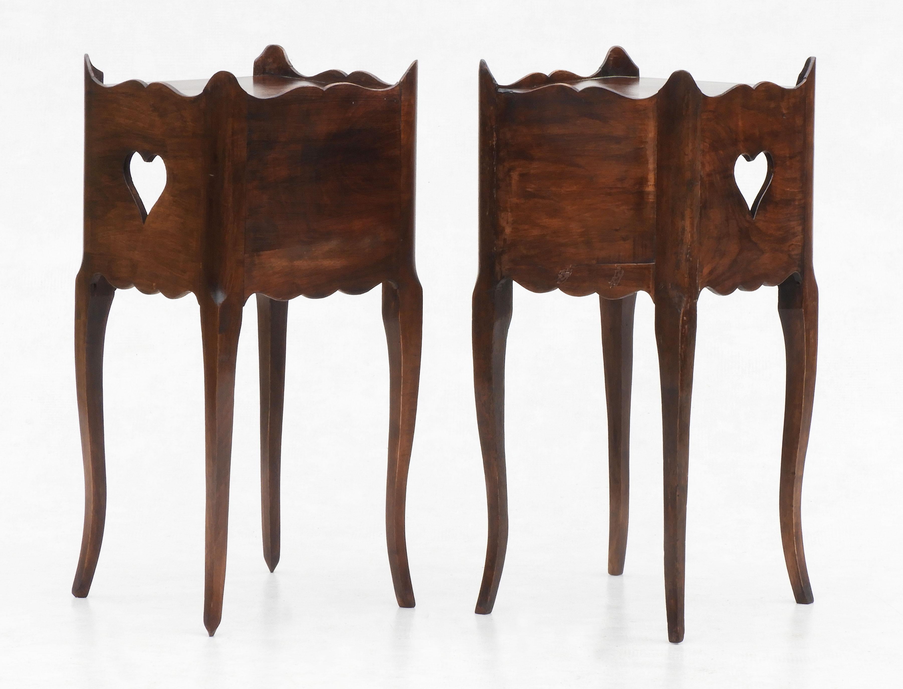 Louis XVI Louis XV Nightstands/Side Tables with Heart Detail C1900 France 