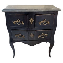 Louis XV Noir Chest or Commode with Marble, 18th Century