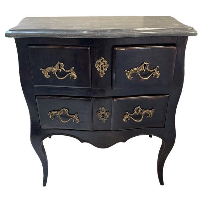 Louis XV Noir Commode with Marble, 18th Century