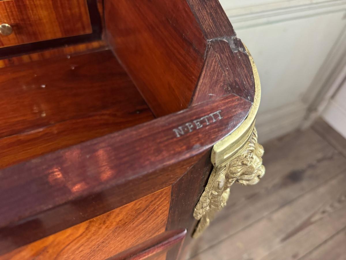 Gabinete notarial Luis XV en chapa de madera, estampado con Nicolas Petit Siglo XVIII en venta 1