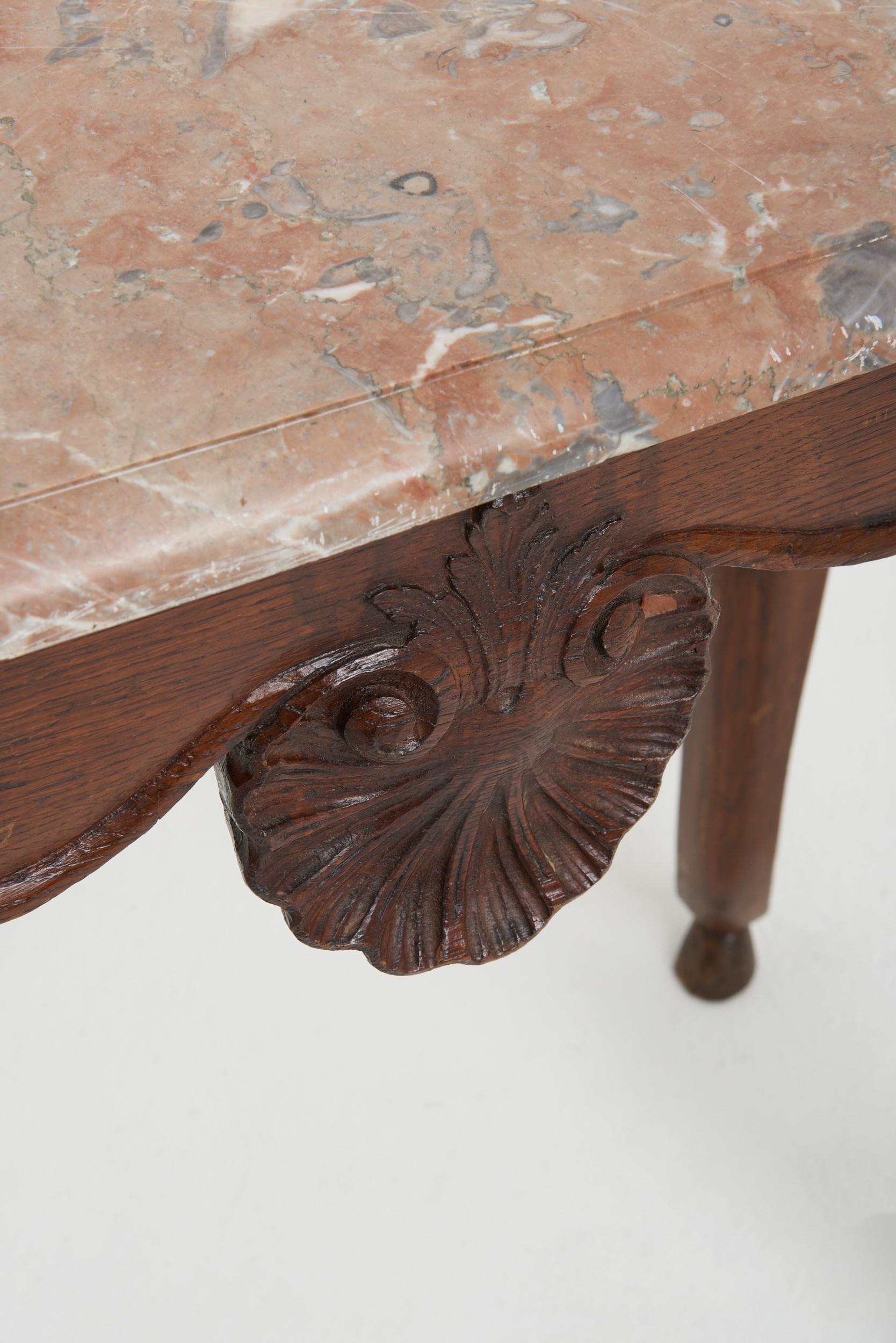 18th Century Louis XV Oak and Marble Console Table For Sale