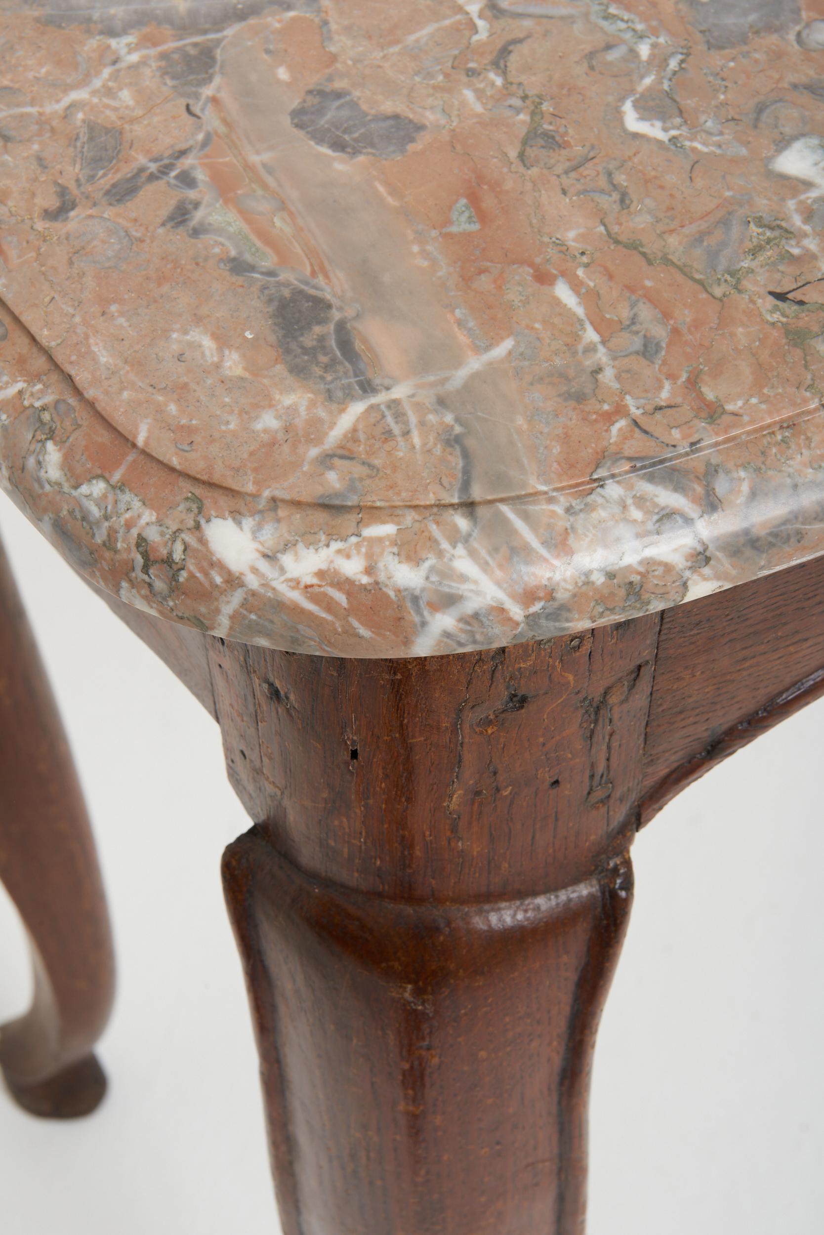 Louis XV Oak and Marble Console Table For Sale 1