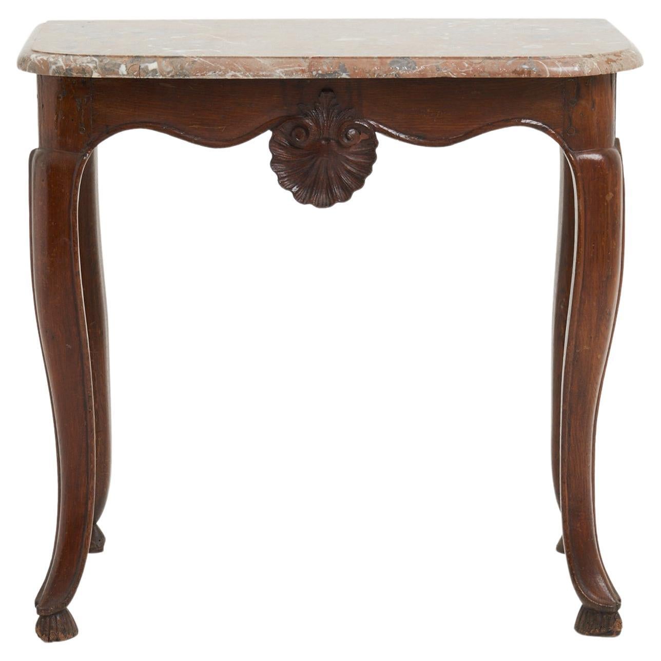 Louis XV Oak and Marble Console Table For Sale