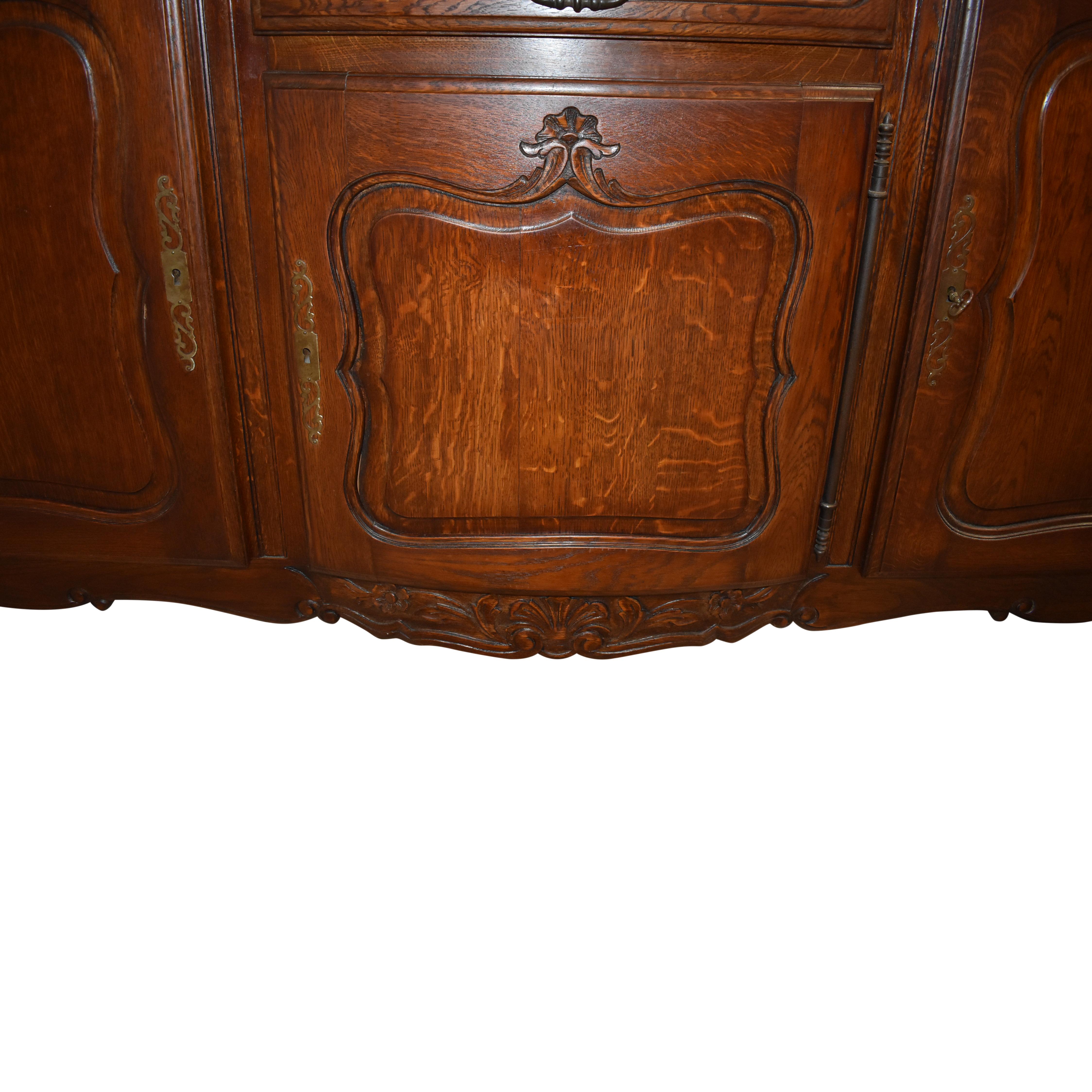 European Louis XV Oak Sideboard with Parquet Top, circa 1900