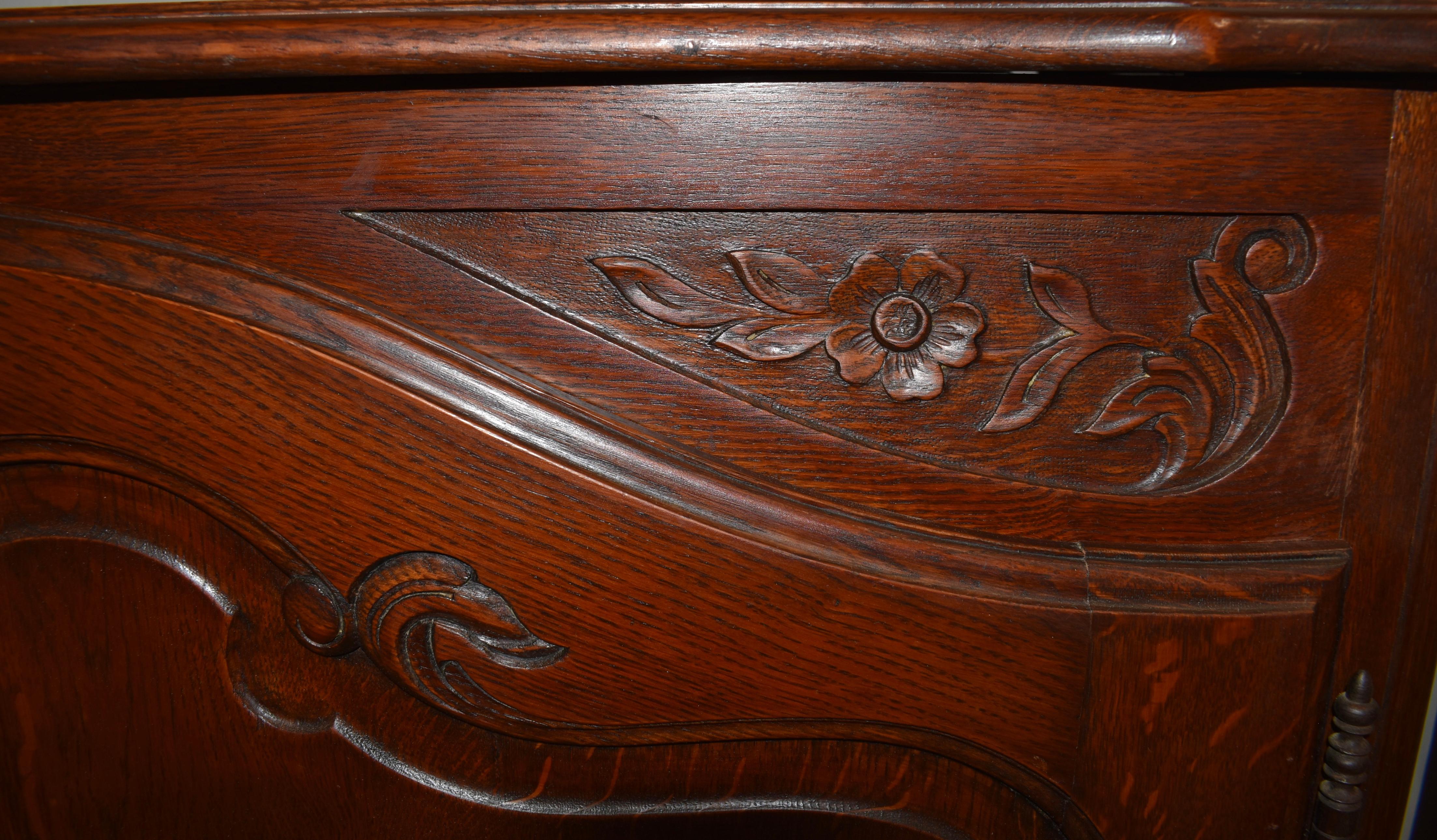 Louis XV Oak Sideboard with Parquet Top, circa 1900 In Good Condition In Evergreen, CO