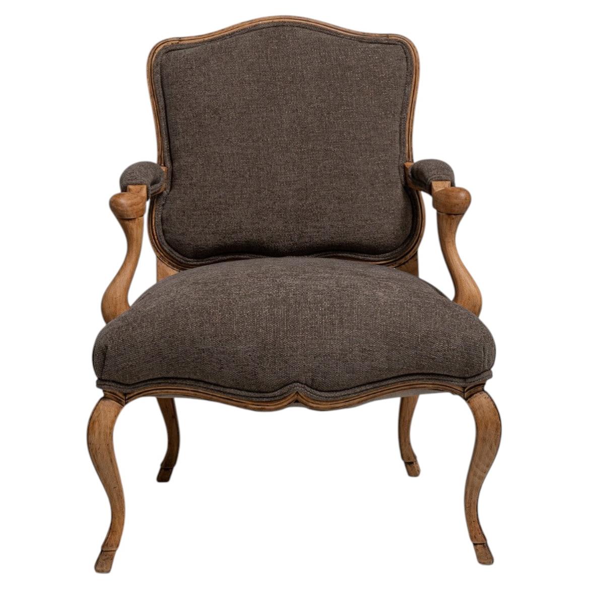 Louis XV Oak Upholstered Armchair, France, 19th Century For Sale