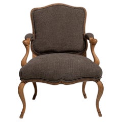 Louis XV Oak Upholstered Armchair, France, 19th Century