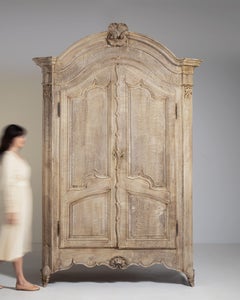 Louis XV Oak Wardrobe, Early 19th Century French Armoire, Rococo Style