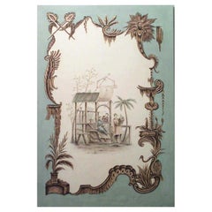 Louis XV Oil Celadon Chinoiserie Genre Scenes