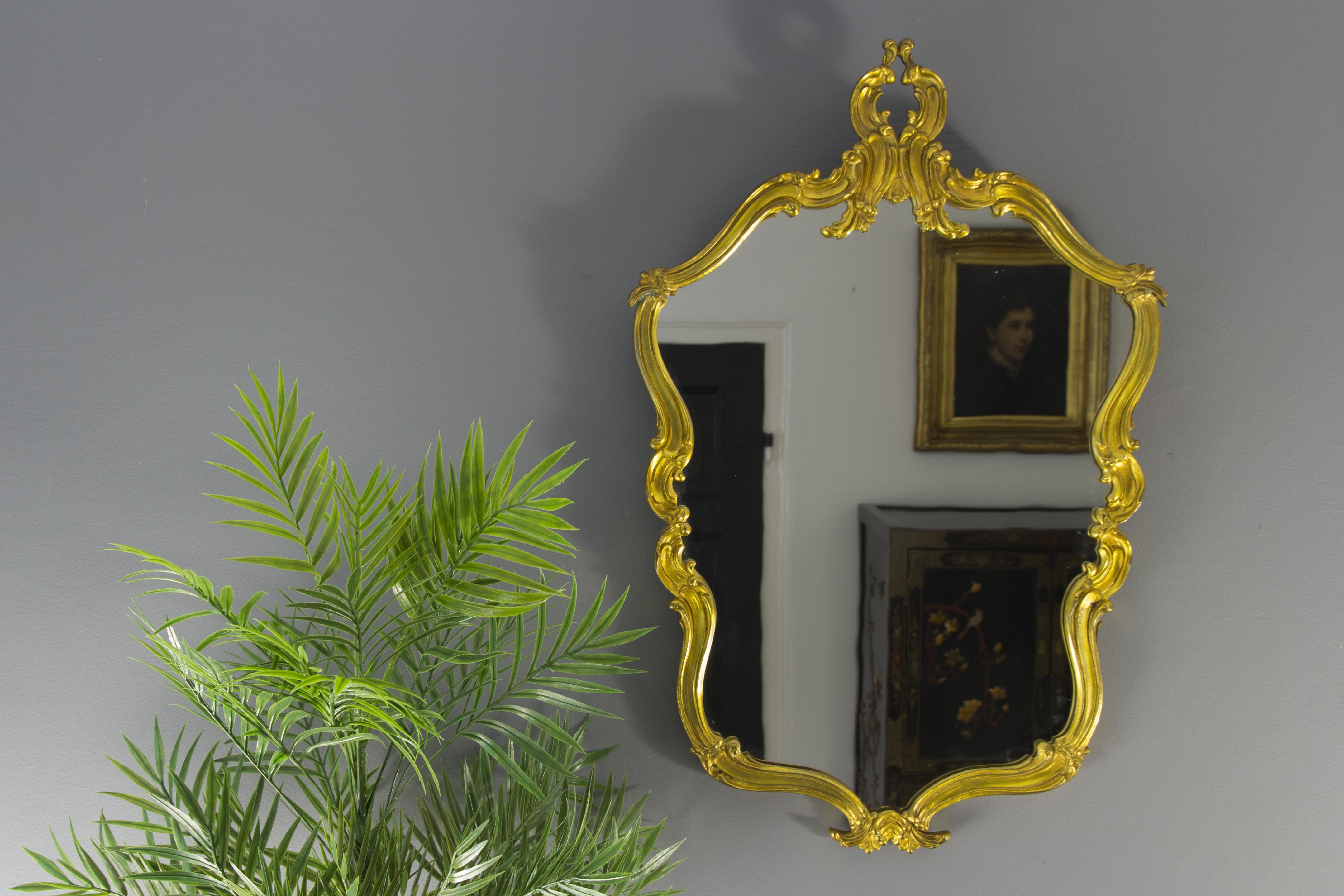 Louis XV or Rococo Style Wall Mirror in Gilt Bronze 3