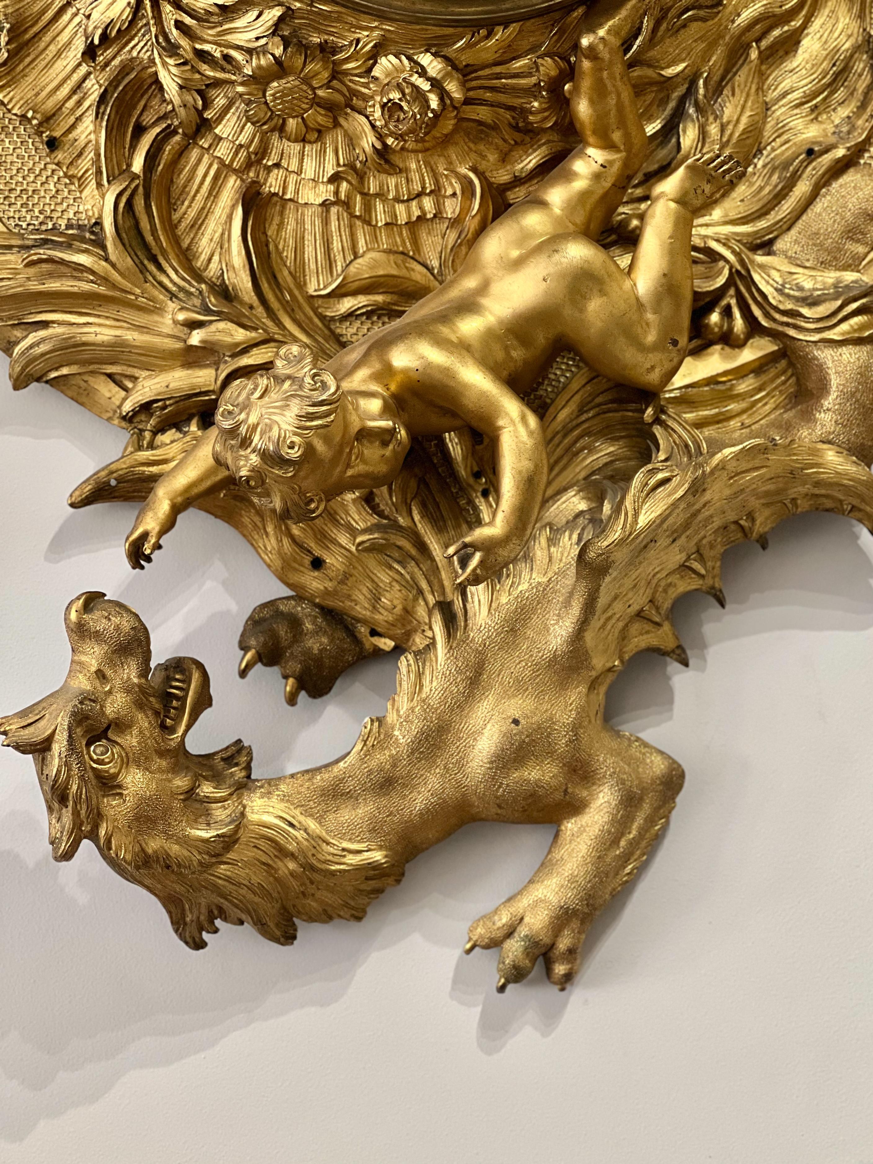 Louis XV Ormolu Cartel Clock Approximately 1745 For Sale 3