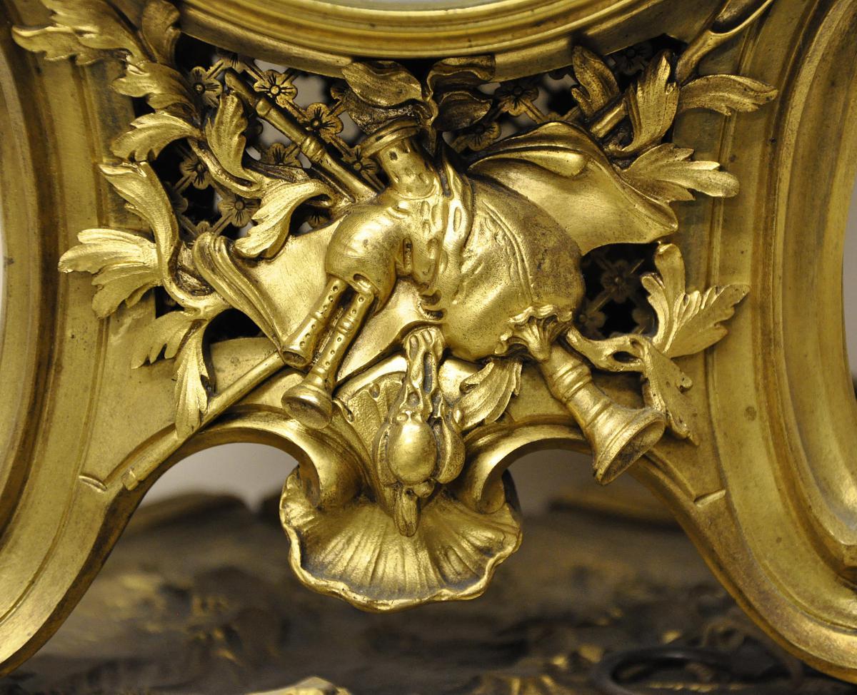 Louis XV Ormolu Uhr von Gille l'Ainé im Zustand „Gut“ im Angebot in SAINT-OUEN-SUR-SEINE, FR
