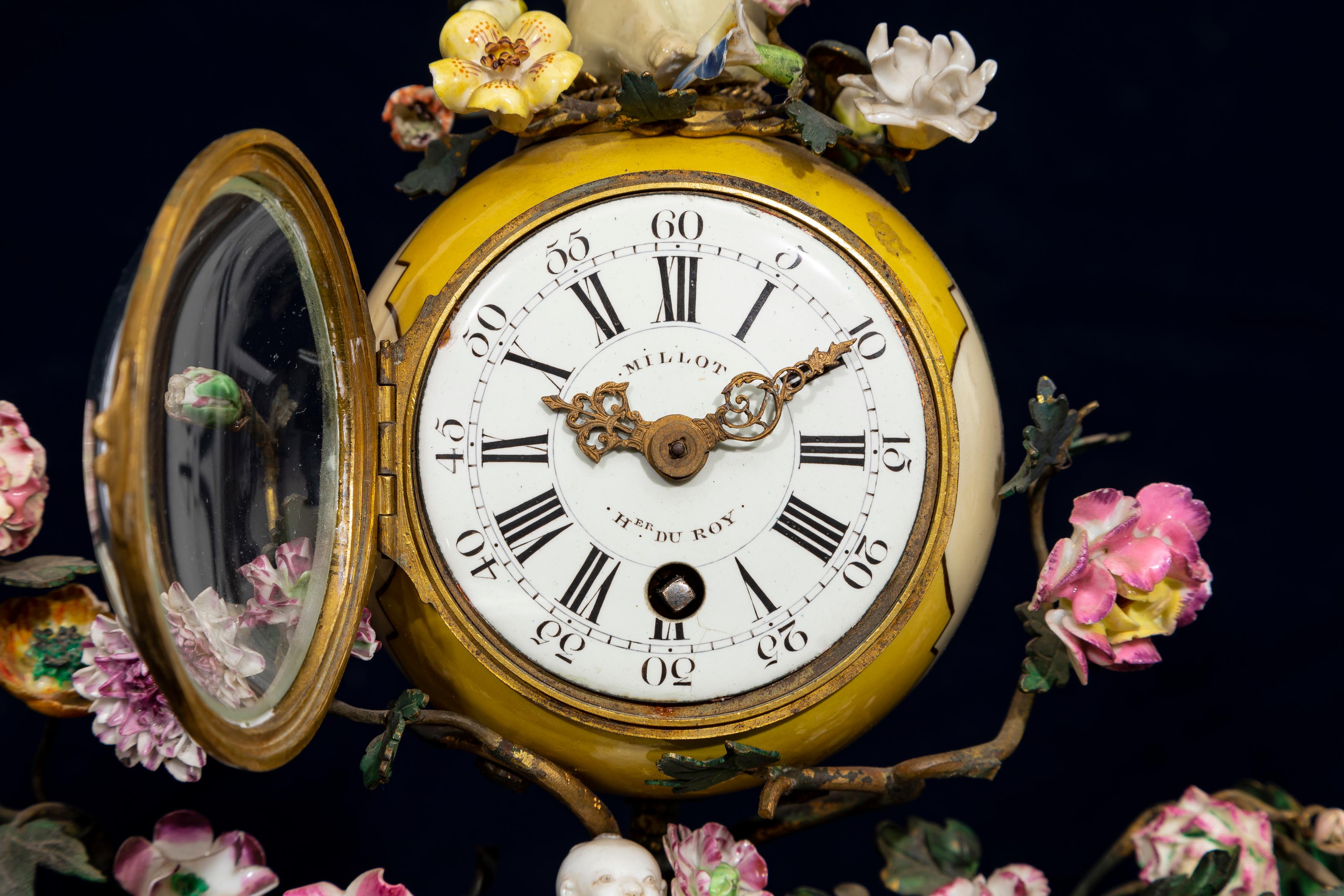 Louis XV Ormolu Mntd. Meissen Porcelain Chinoiserie Elephant Clock w/ Snail For Sale 4