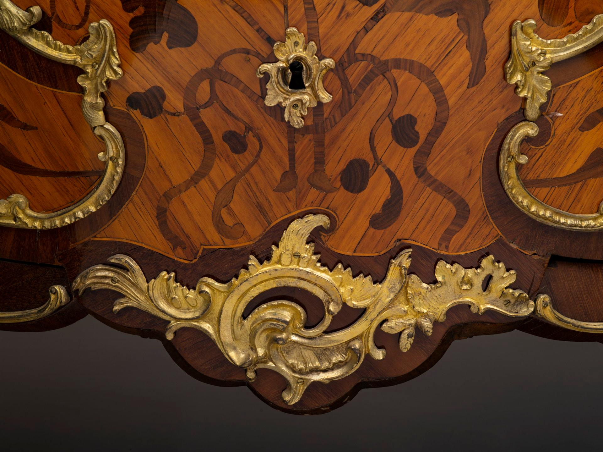 18th Century Louis XV Ormolu-Mounted Tulipwood and Bois de Bout Commode Stamped Chevallier For Sale