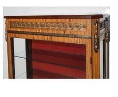 Louis XV Ormolu & Satinwood Inlaid Parquetry Glass Door Lighted Display  Cabinet