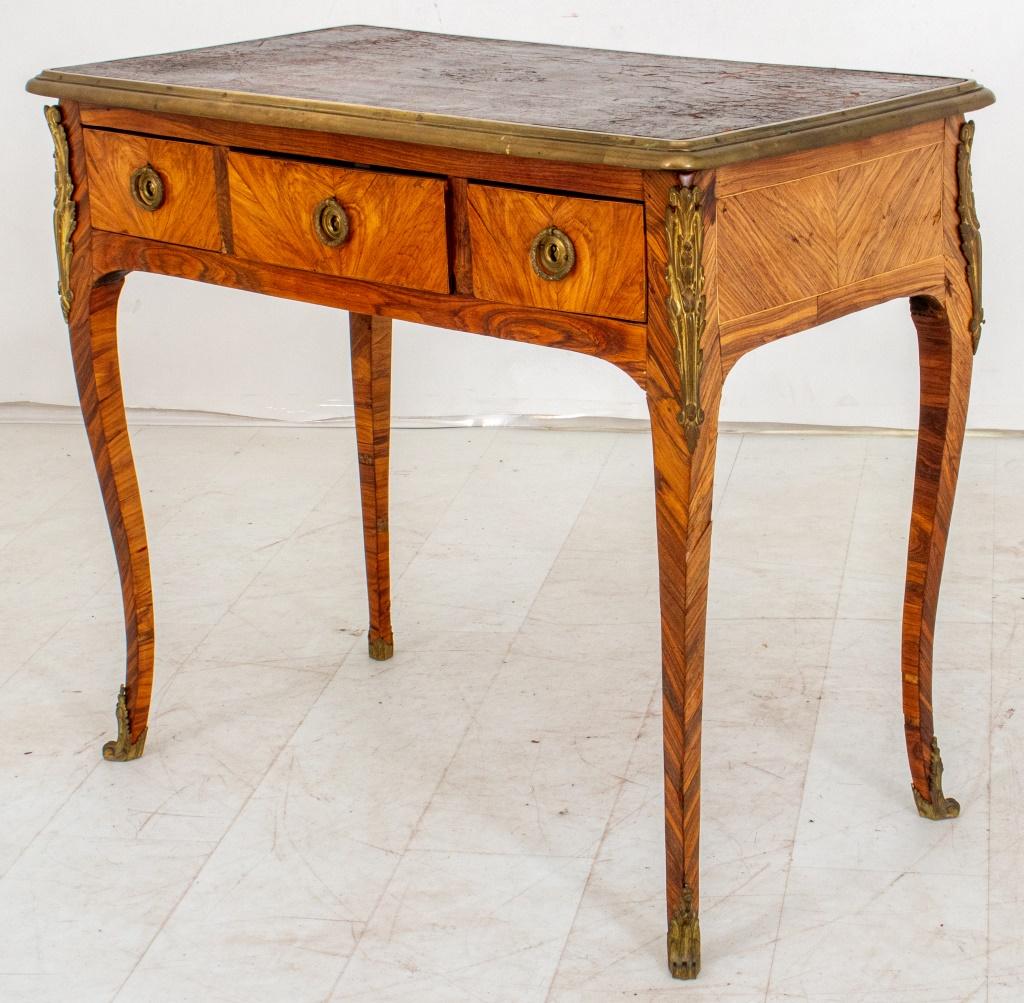 Leather Louis XV Ormolu Writing Table Desk, 18th C For Sale
