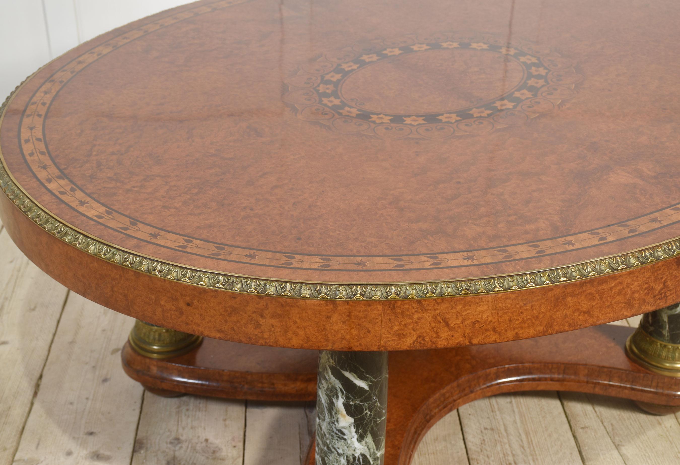 Marble Louis XV oval inlaid center table For Sale