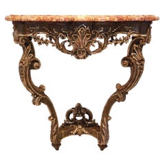 Louis XV Painted and Parcel Gilt Oak Marble Top Console
