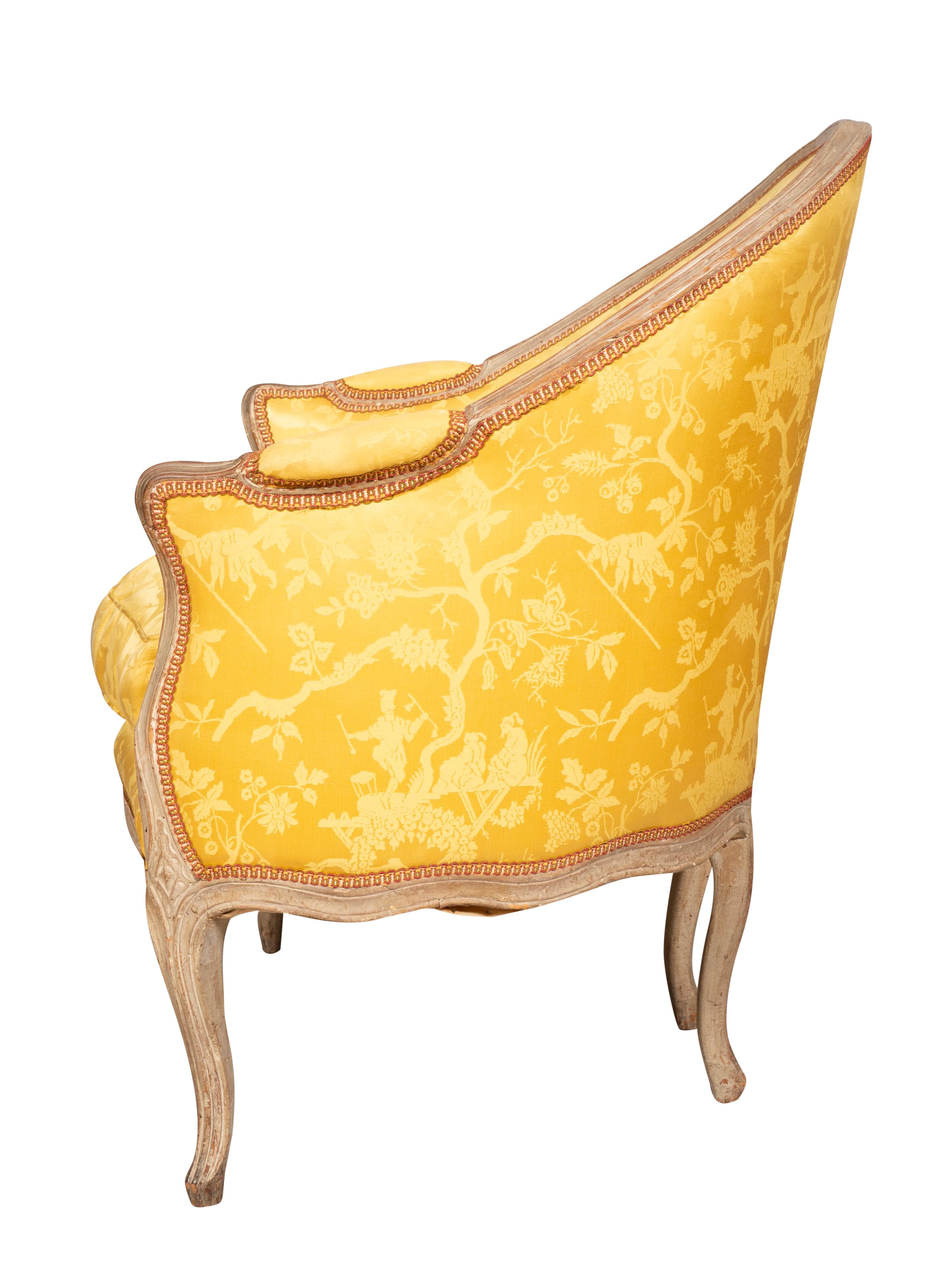 Louis XV. Bemalte Bergère (Französisch) im Angebot