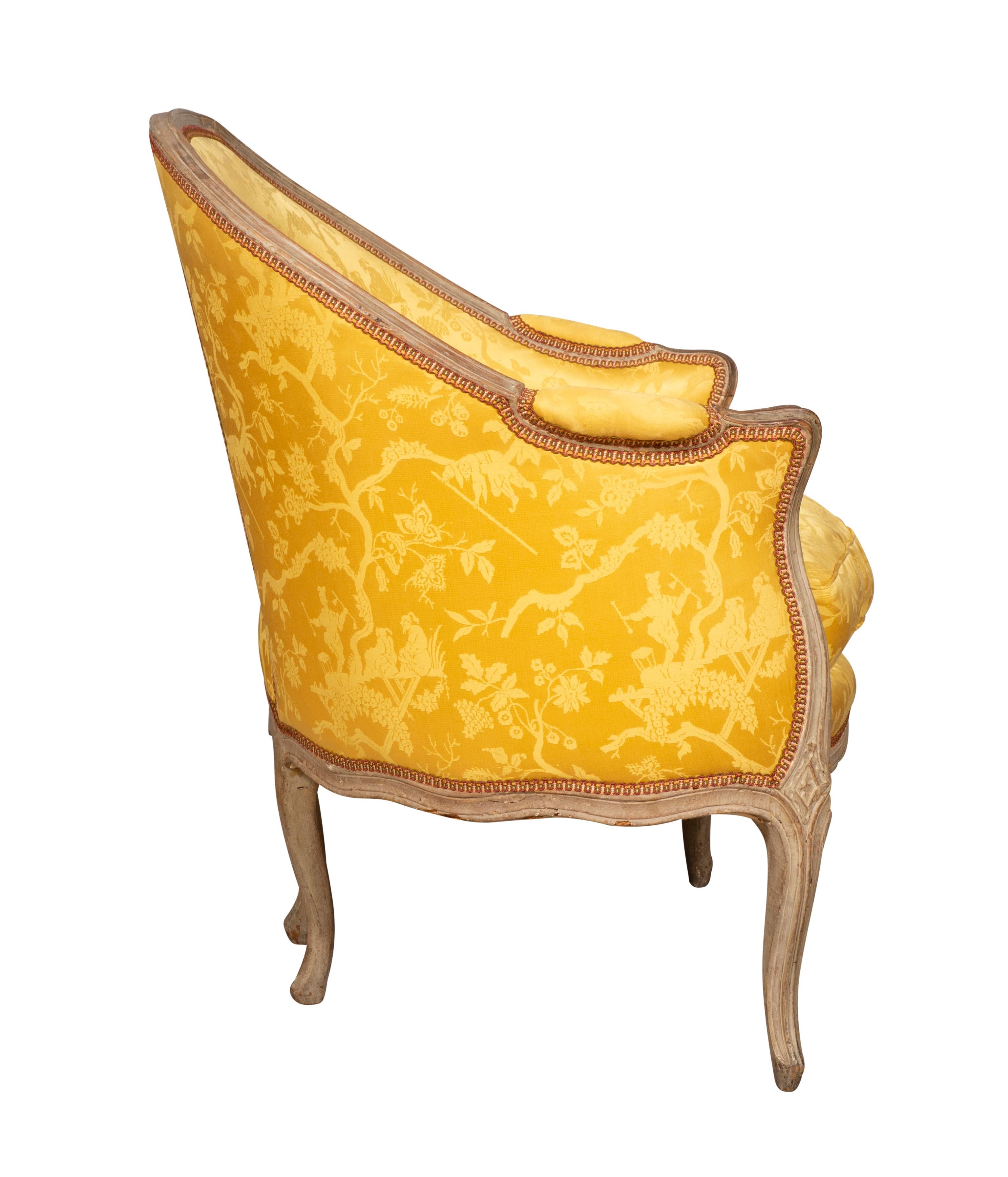 Louis XV. Bemalte Bergère im Zustand „Gut“ im Angebot in Essex, MA