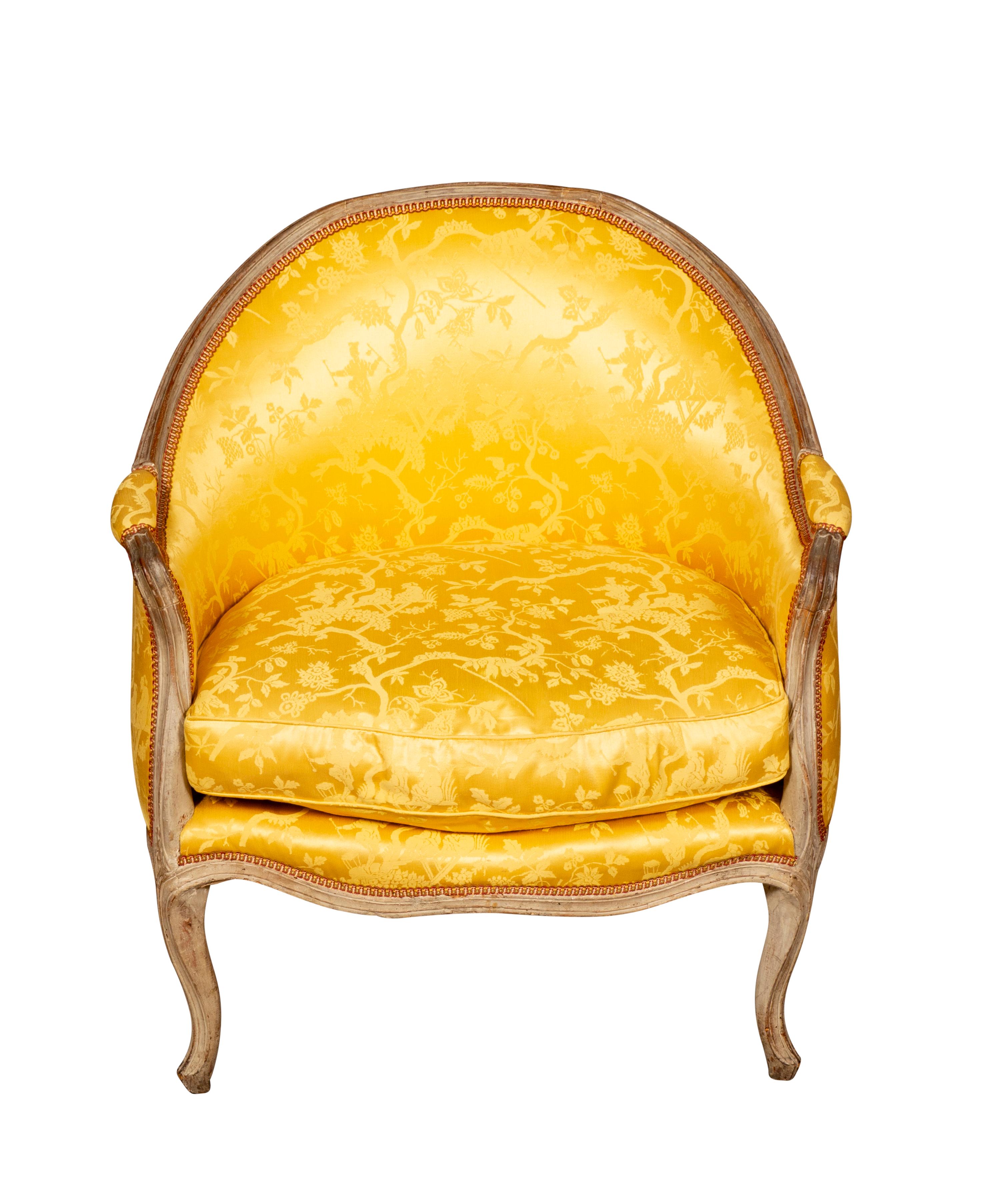 Louis XV. Bemalte Bergère (Buchenholz) im Angebot