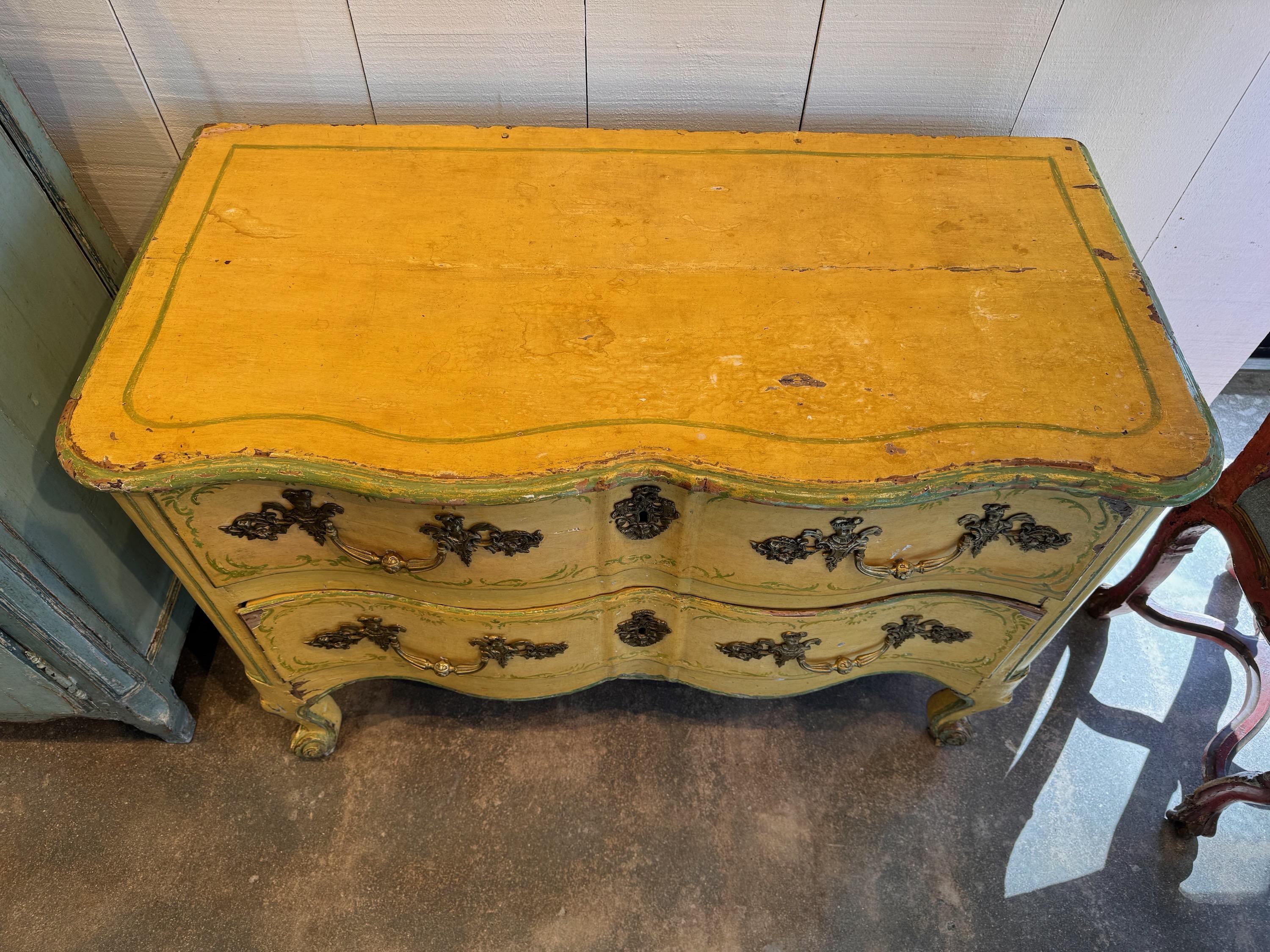 18th Century and Earlier Louis XV Painted Commode For Sale