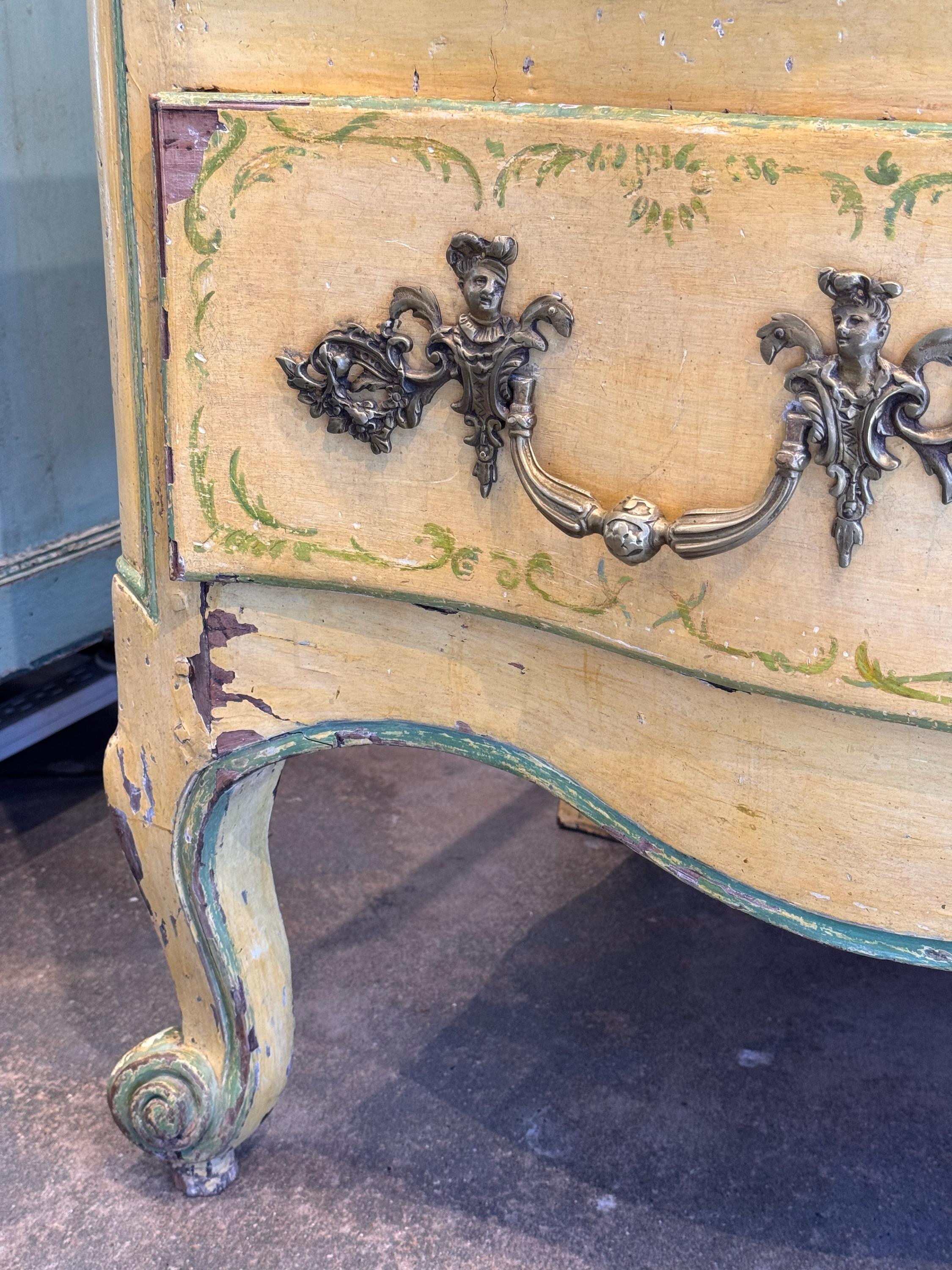 Wood Louis XV Painted Commode For Sale