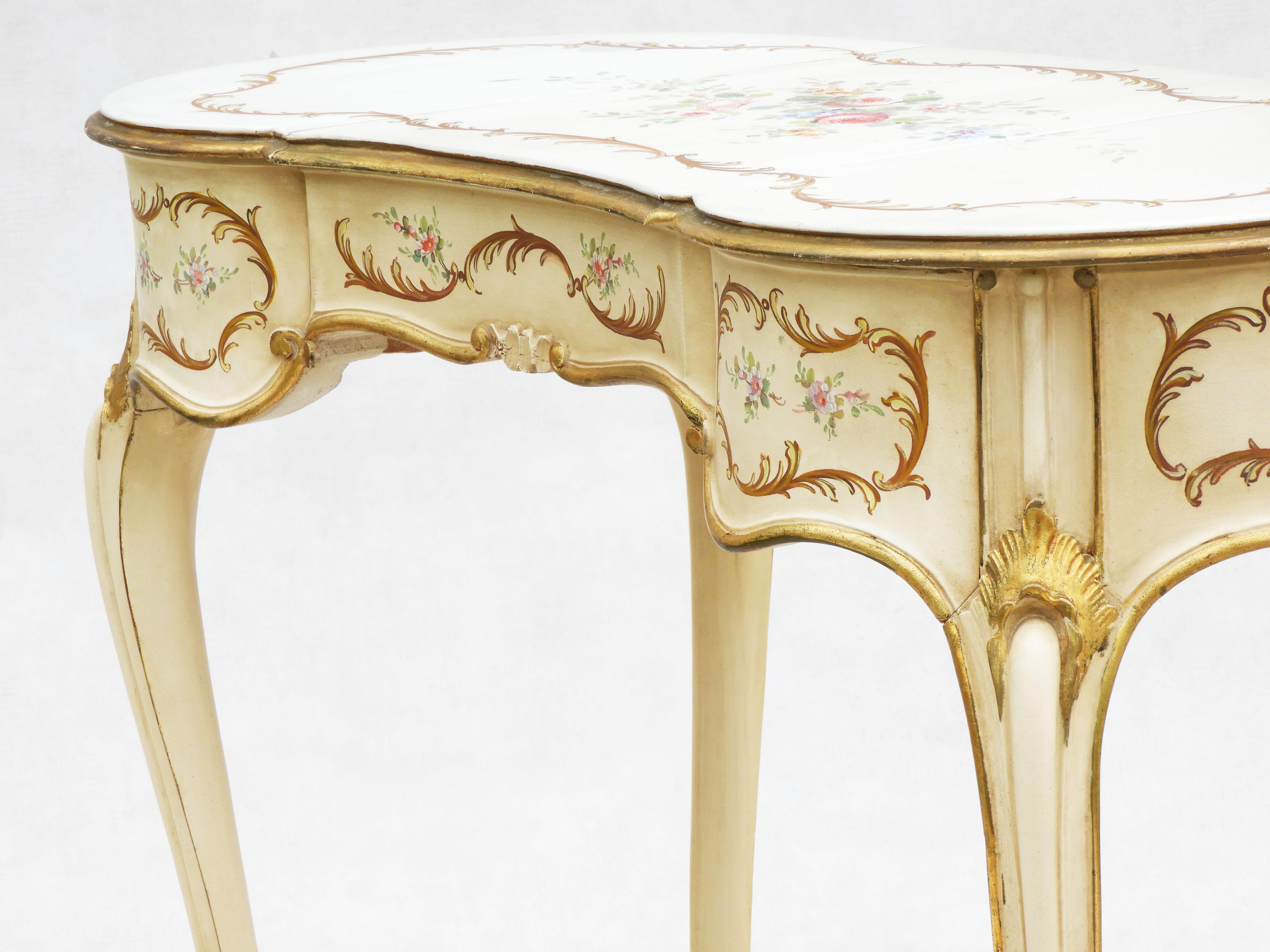 Louis XV Painted Dressing Table or Vanity and Chair, C1950s, Paris 3