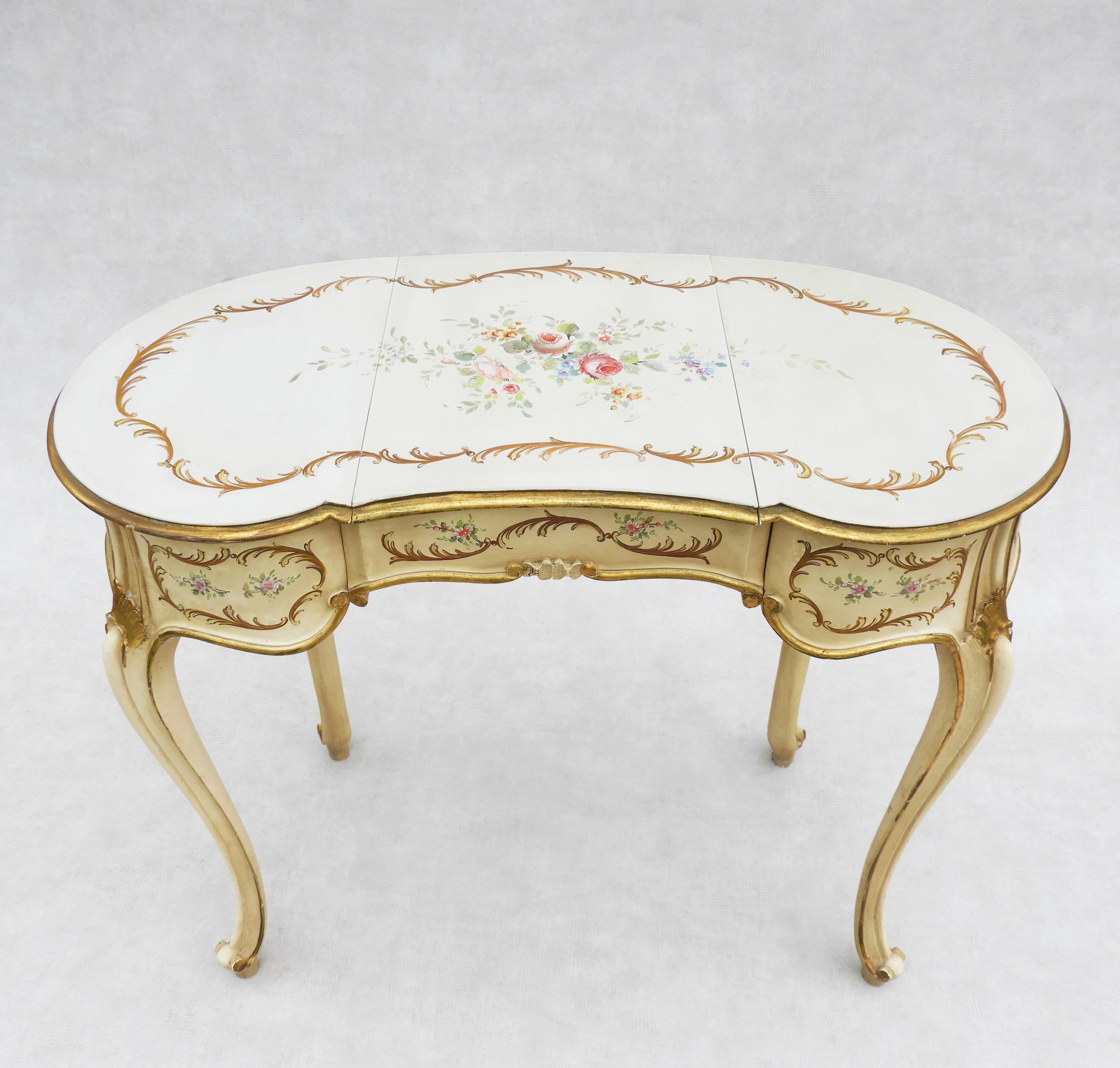20th Century Louis XV Painted Dressing Table or Vanity and Chair, C1950s, Paris