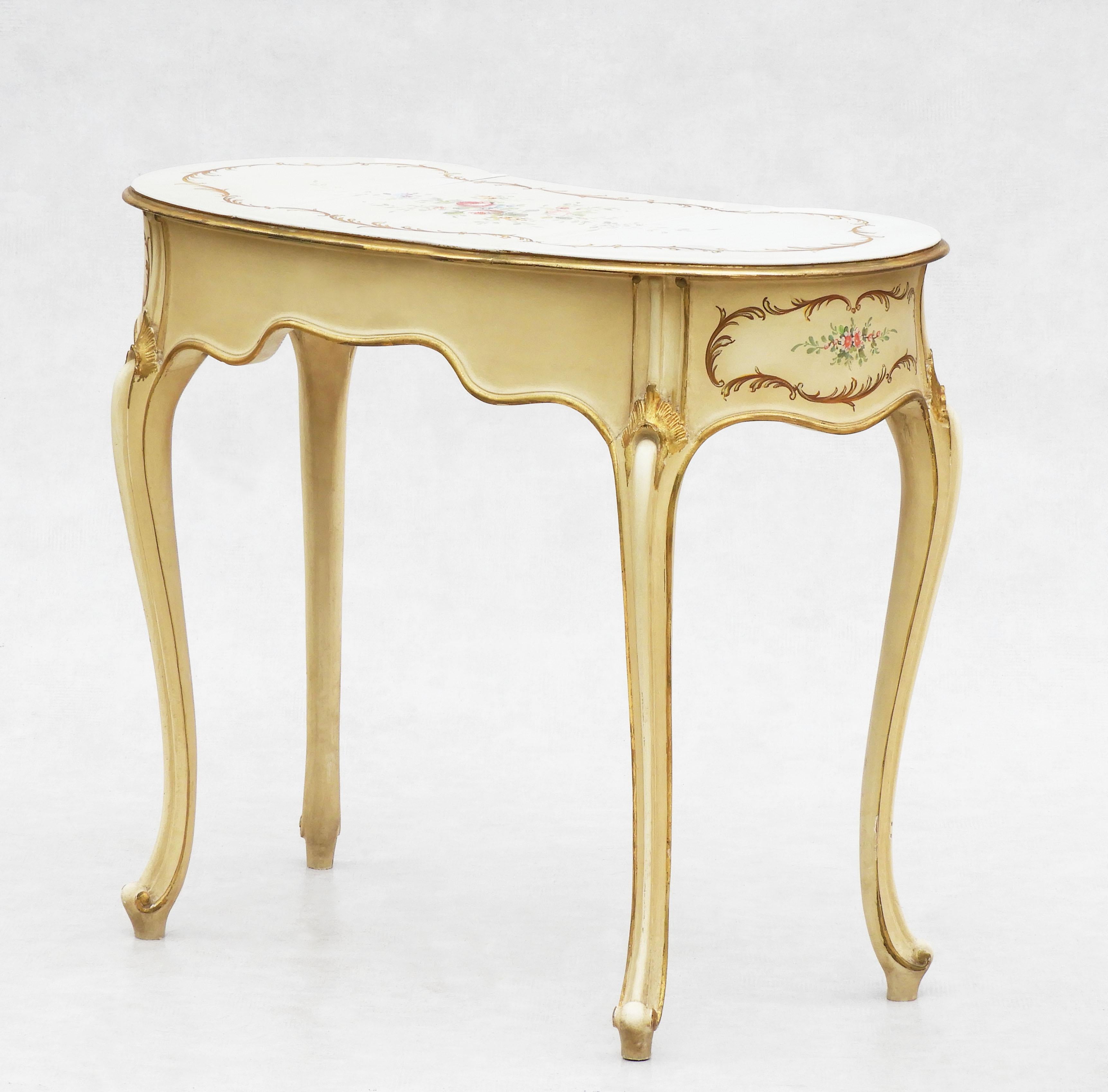 Louis XV Painted Dressing Table or Vanity and Chair, C1950s, Paris 1