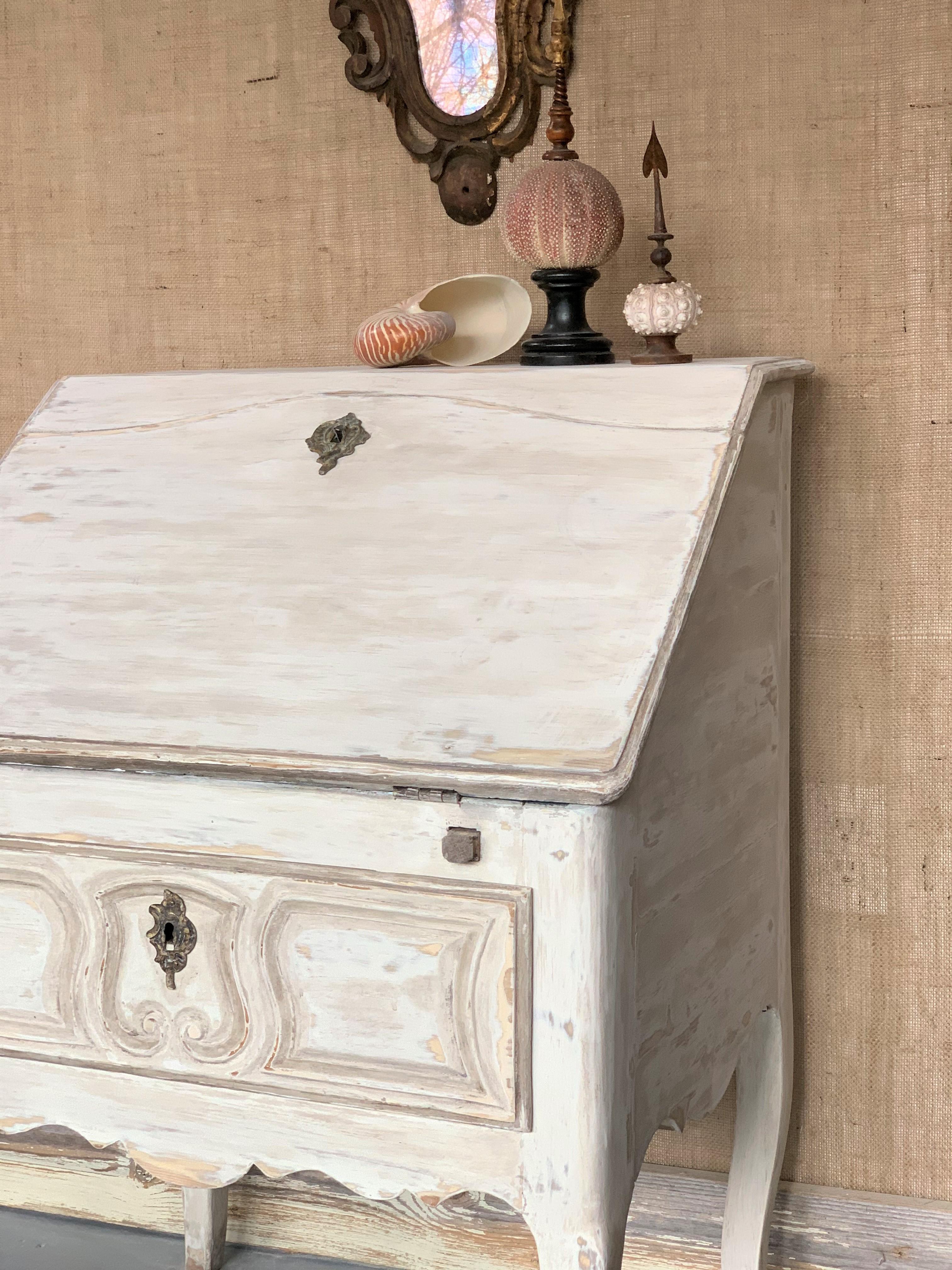 French Louis XV Painted Drop-Front Desk