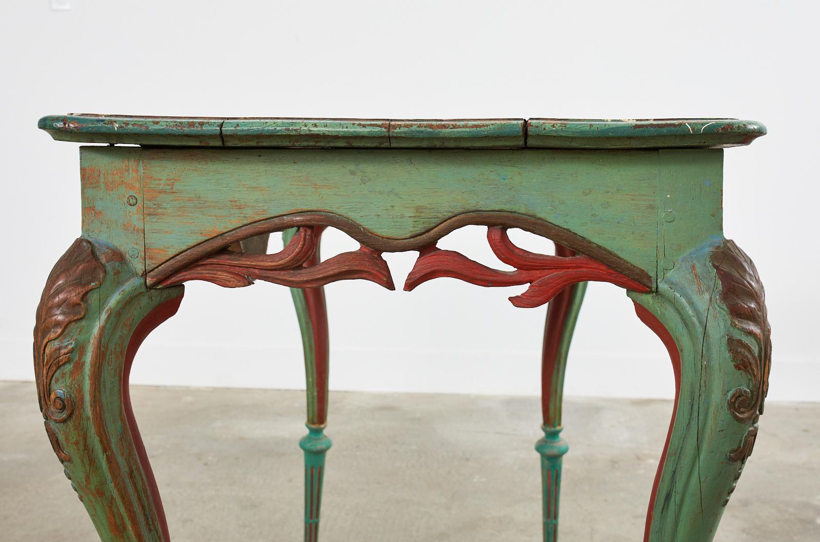 Louis XV Painted Entry Foyer Console Table by Ira Yeager In Good Condition For Sale In Rio Vista, CA