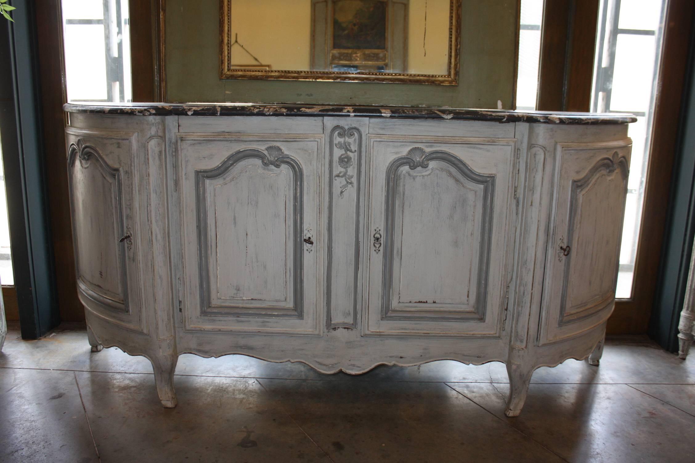 Louis XV Painted Provinical Enfilade with Faux Painted Marble Top 3