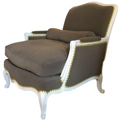 Vintage Louis XV Painted Upholstered Bergere